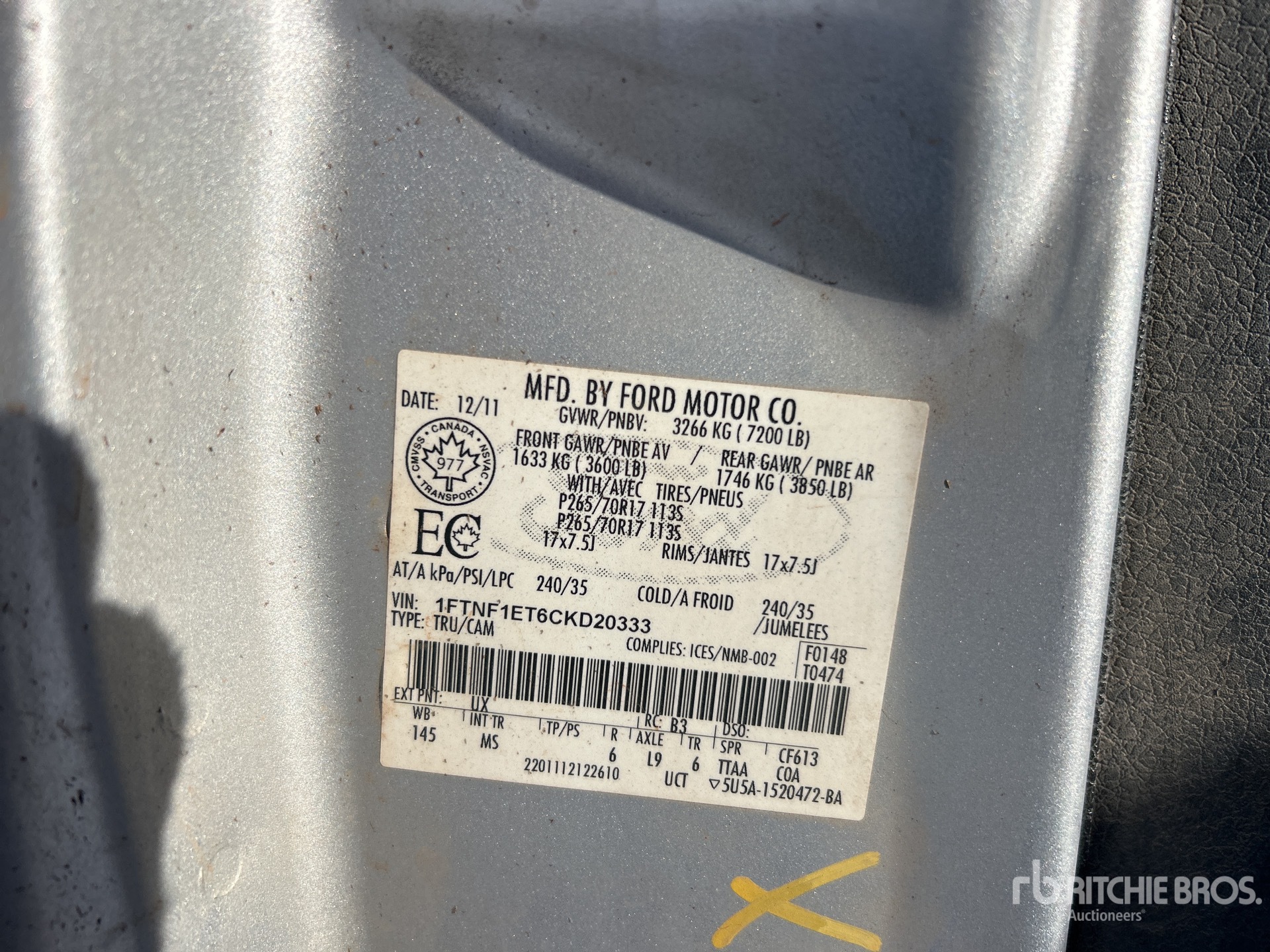 General Appearance with Serial Number / VIN