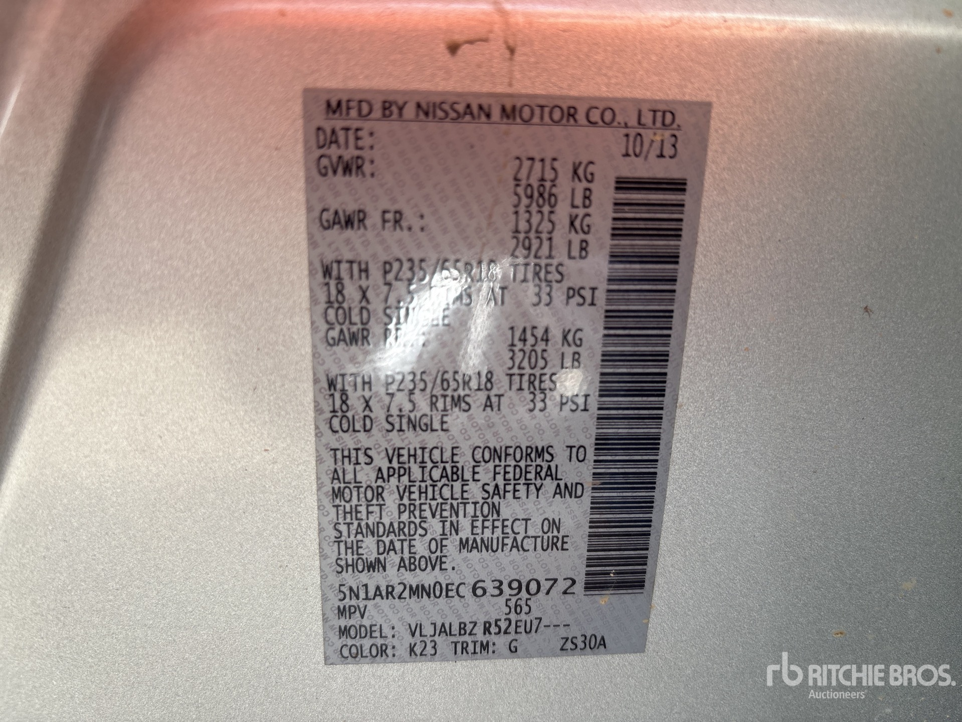 General Appearance with Serial Number / VIN