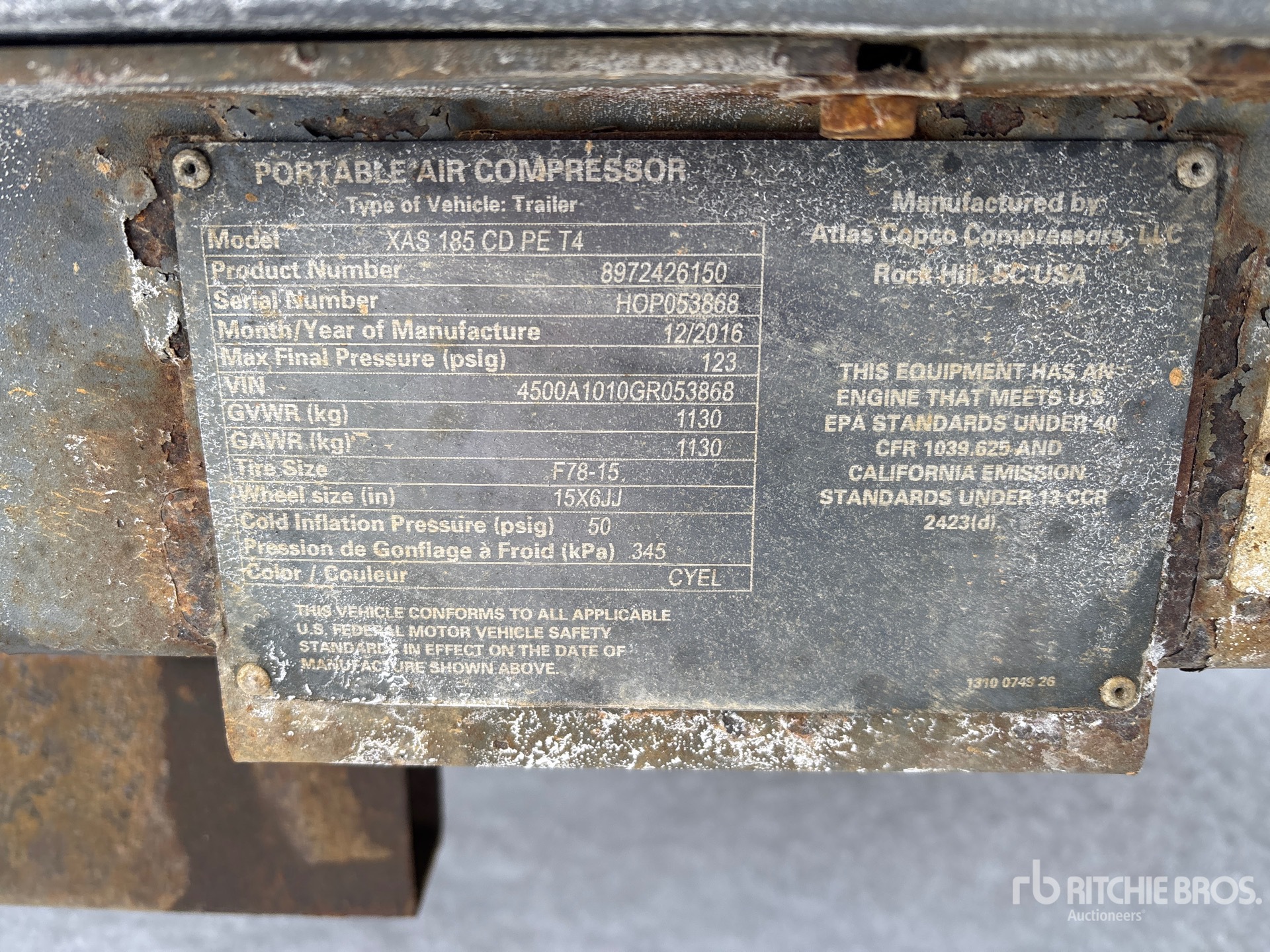 General Appearance with Serial Number / VIN