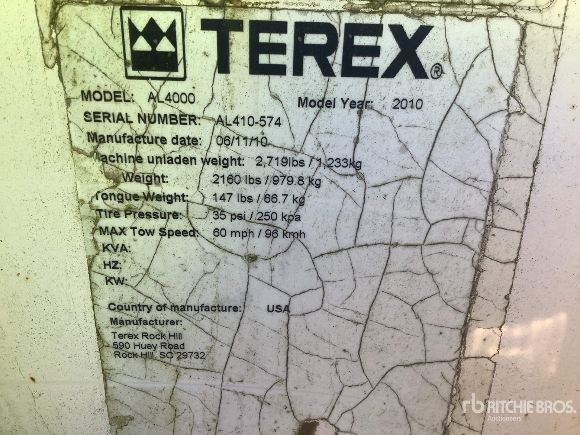 General Appearance with Serial Number / VIN