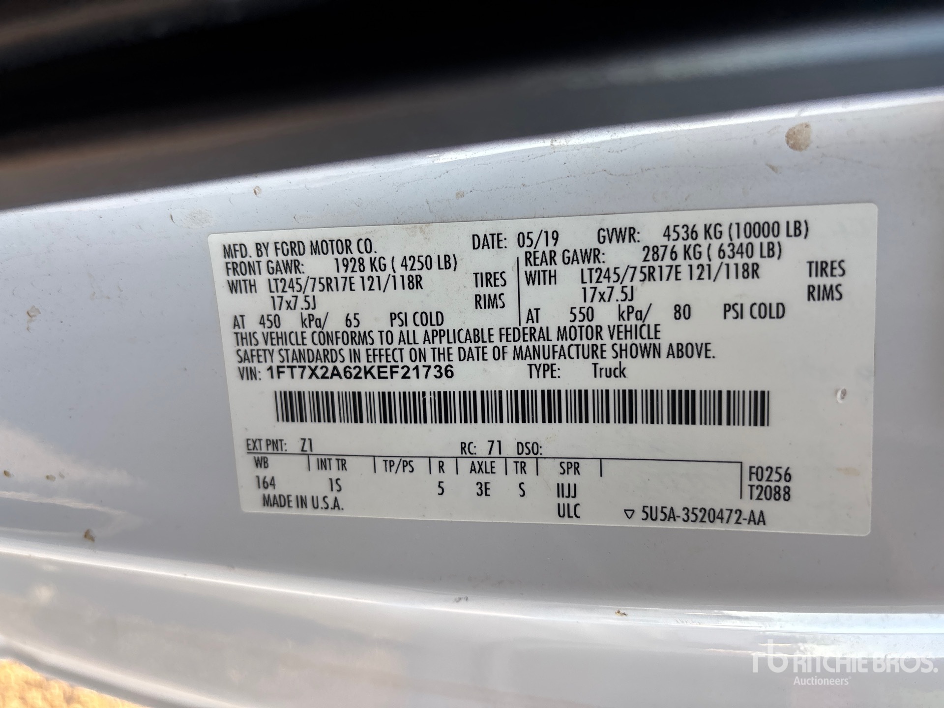 General Appearance with N.º de serie/VIN