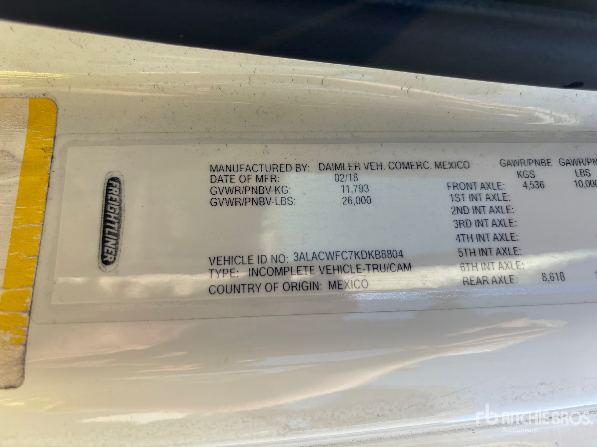 General Appearance with Serial Number / VIN