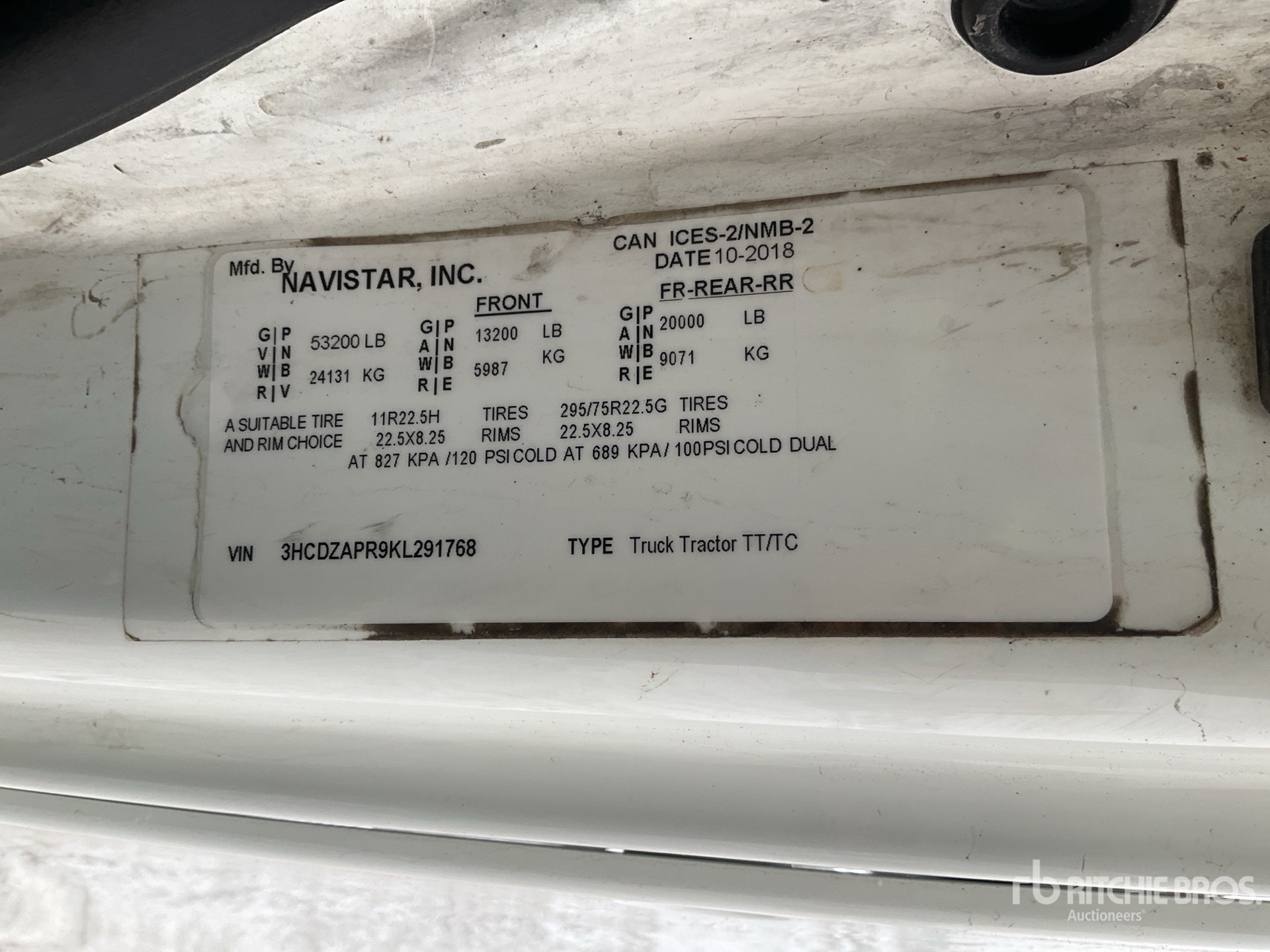 General Appearance with Serial Number / VIN