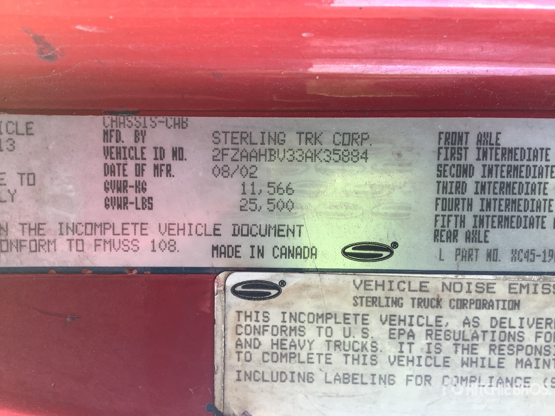 General Appearance with Serial Number / VIN