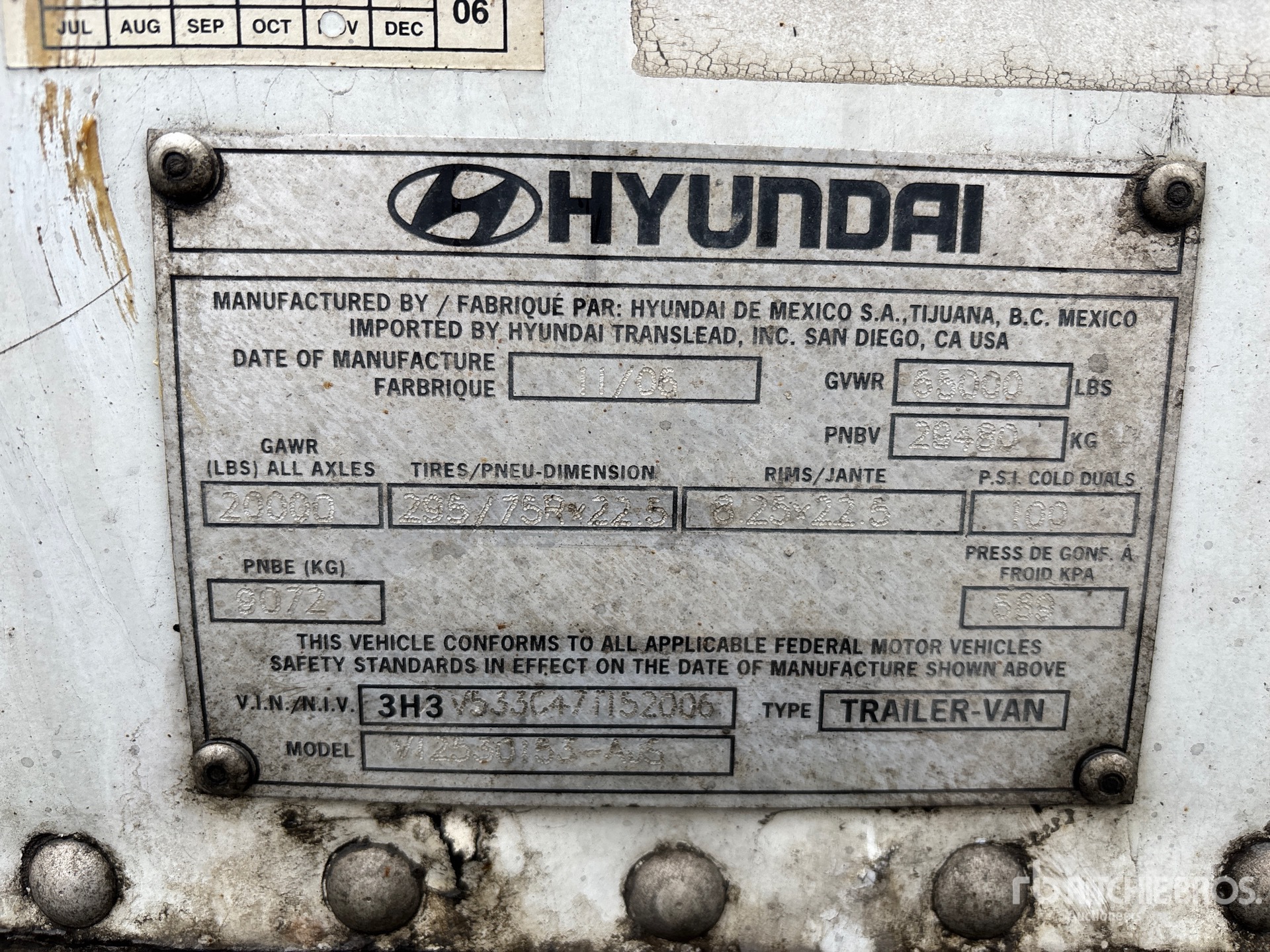 General Appearance with Serial Number / VIN