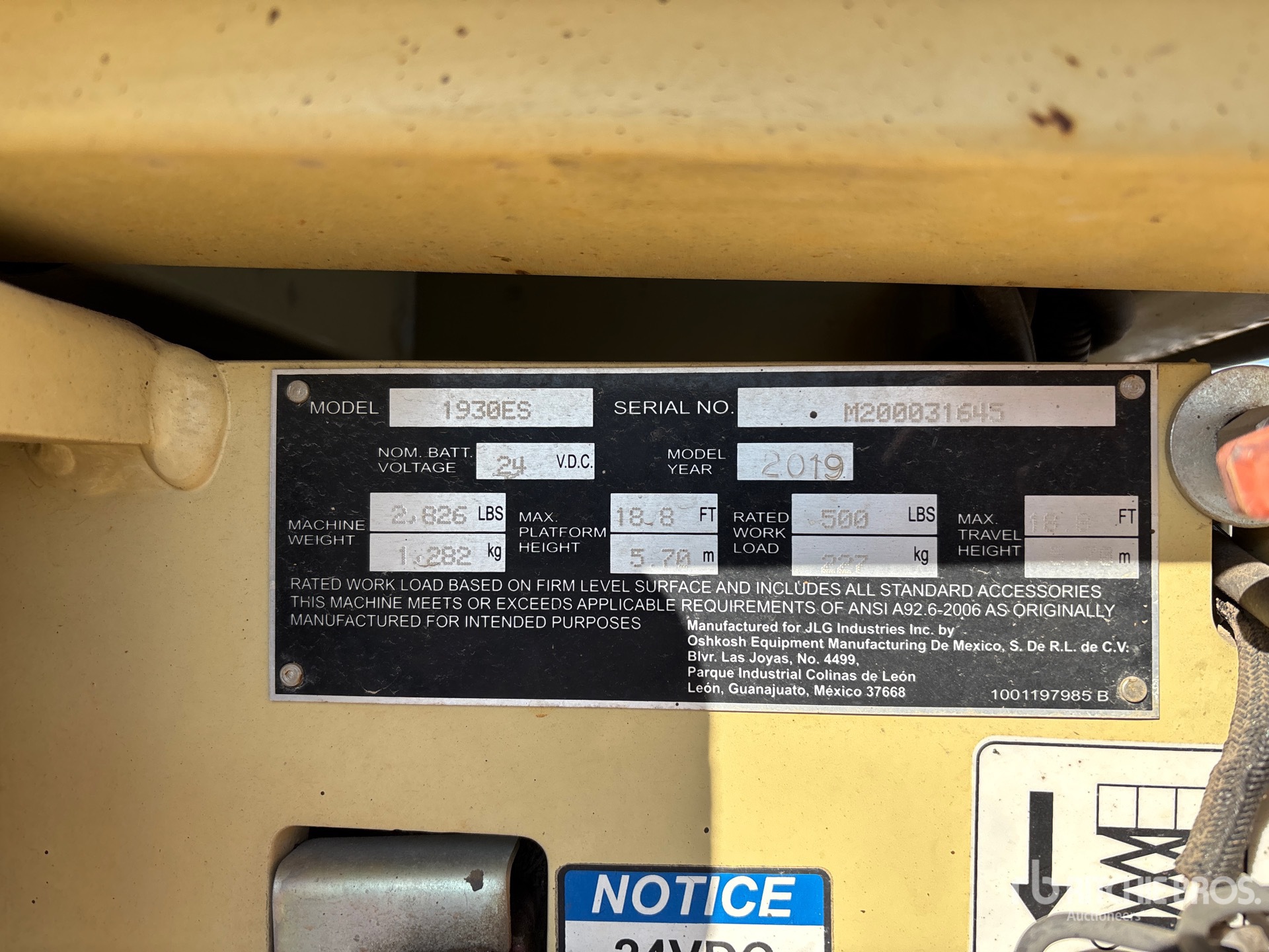 General Appearance with Serial Number / VIN