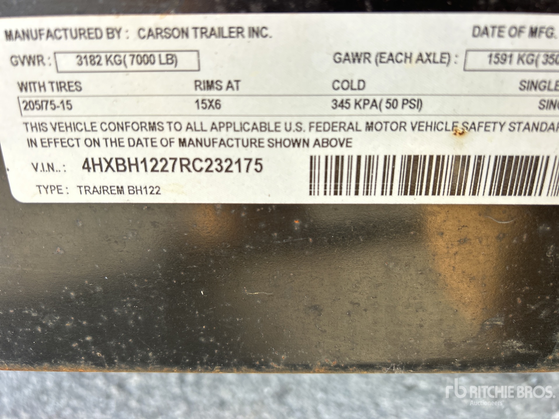 General Appearance with Serial Number / VIN