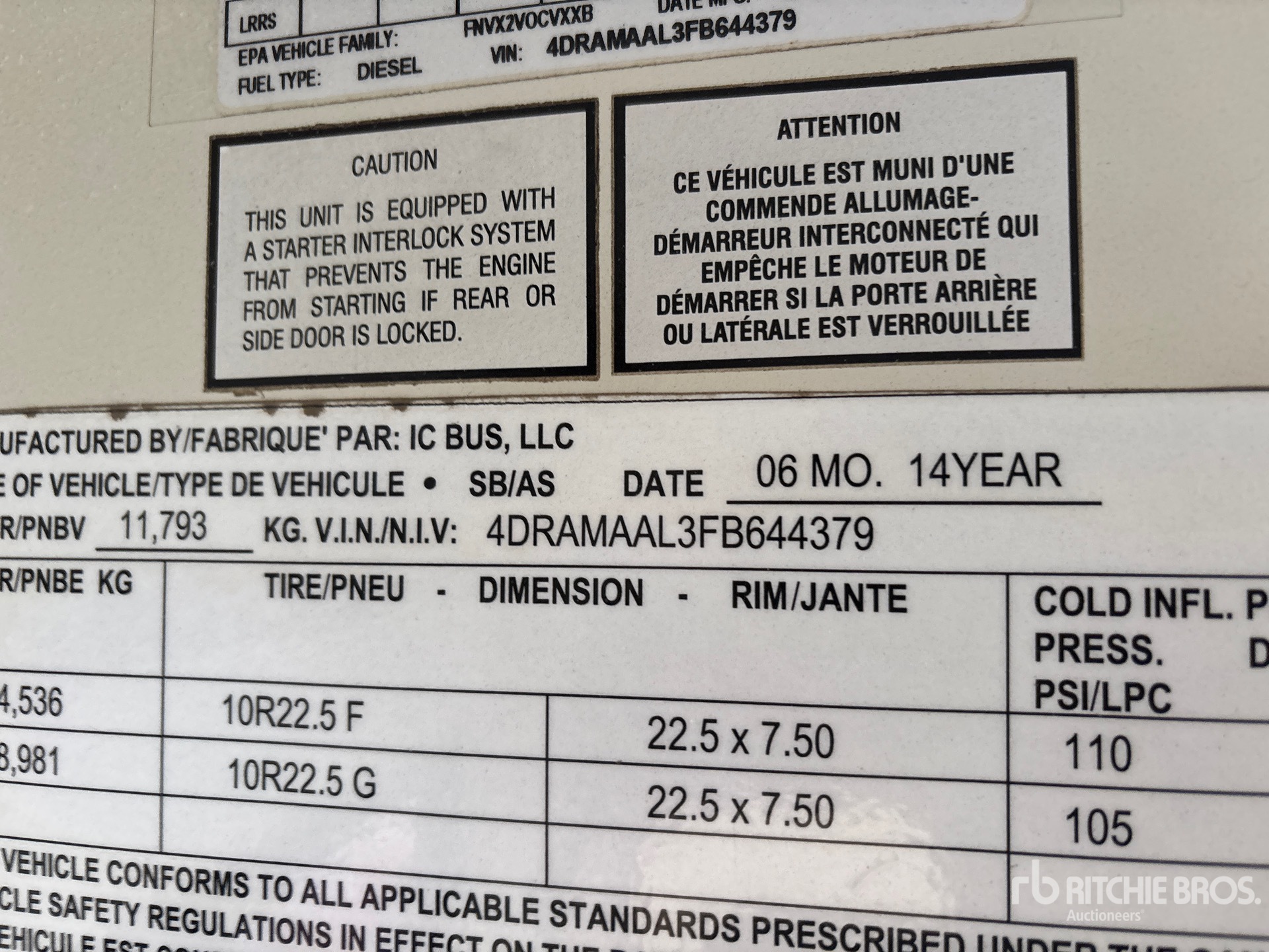 General Appearance with Serial Number / VIN