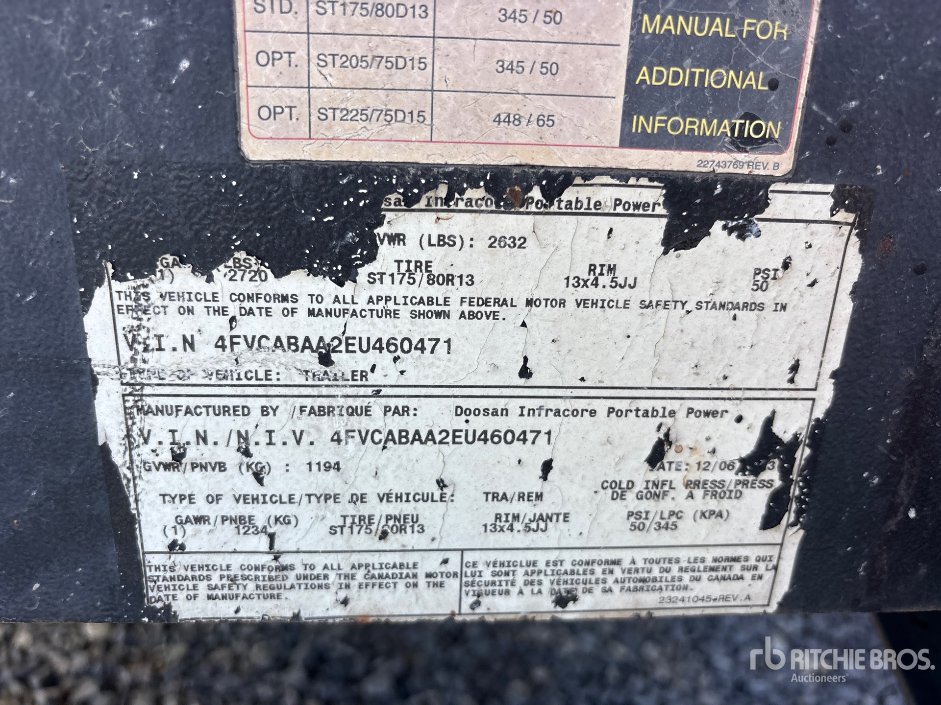 General Appearance with Serial Number / VIN