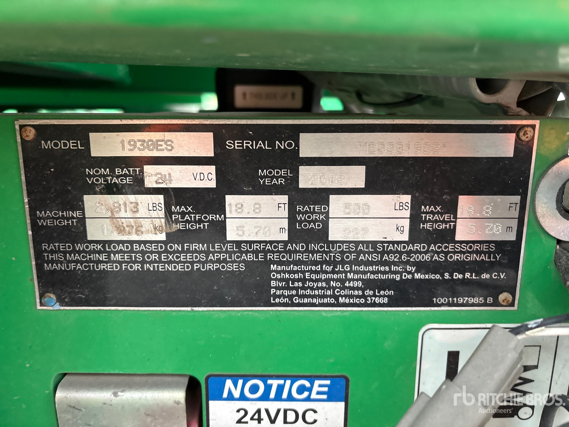 General Appearance with Serial Number / VIN