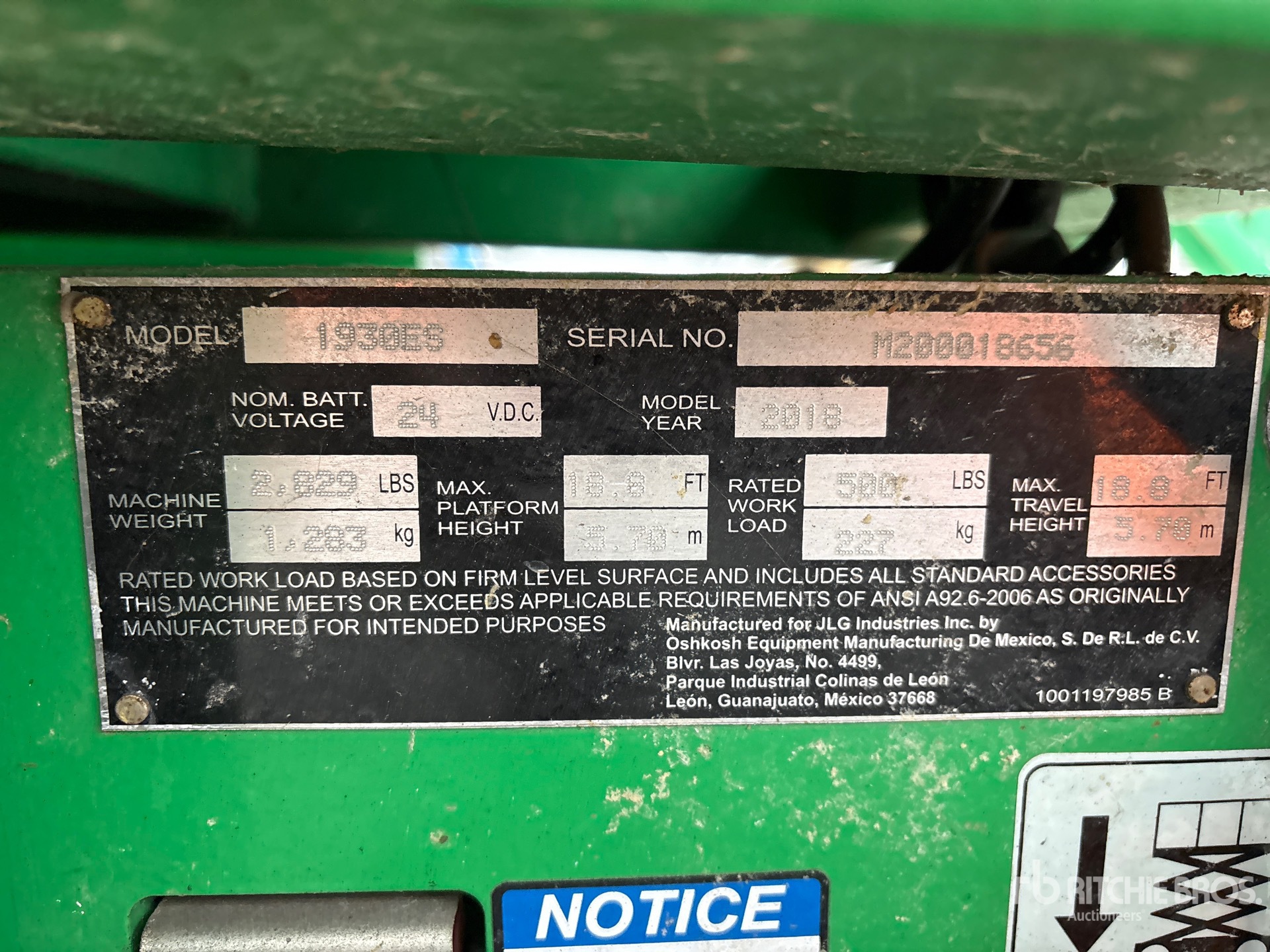 General Appearance with Serial Number / VIN