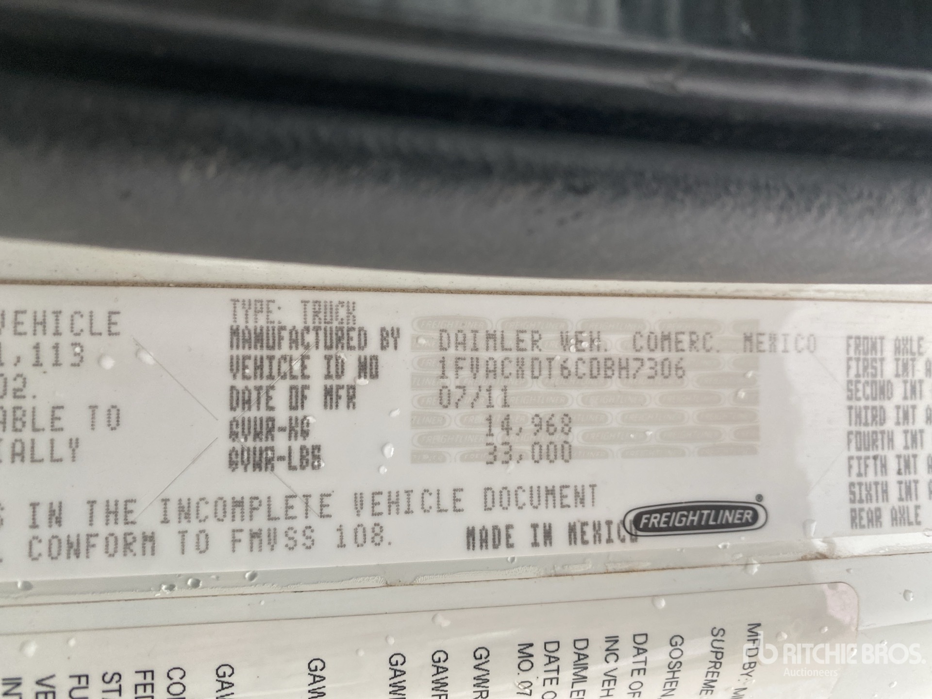 General Appearance with Serial Number / VIN