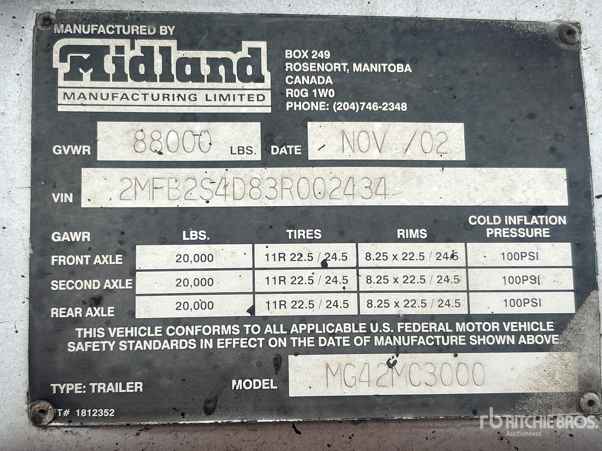 General Appearance with Serial Number / VIN