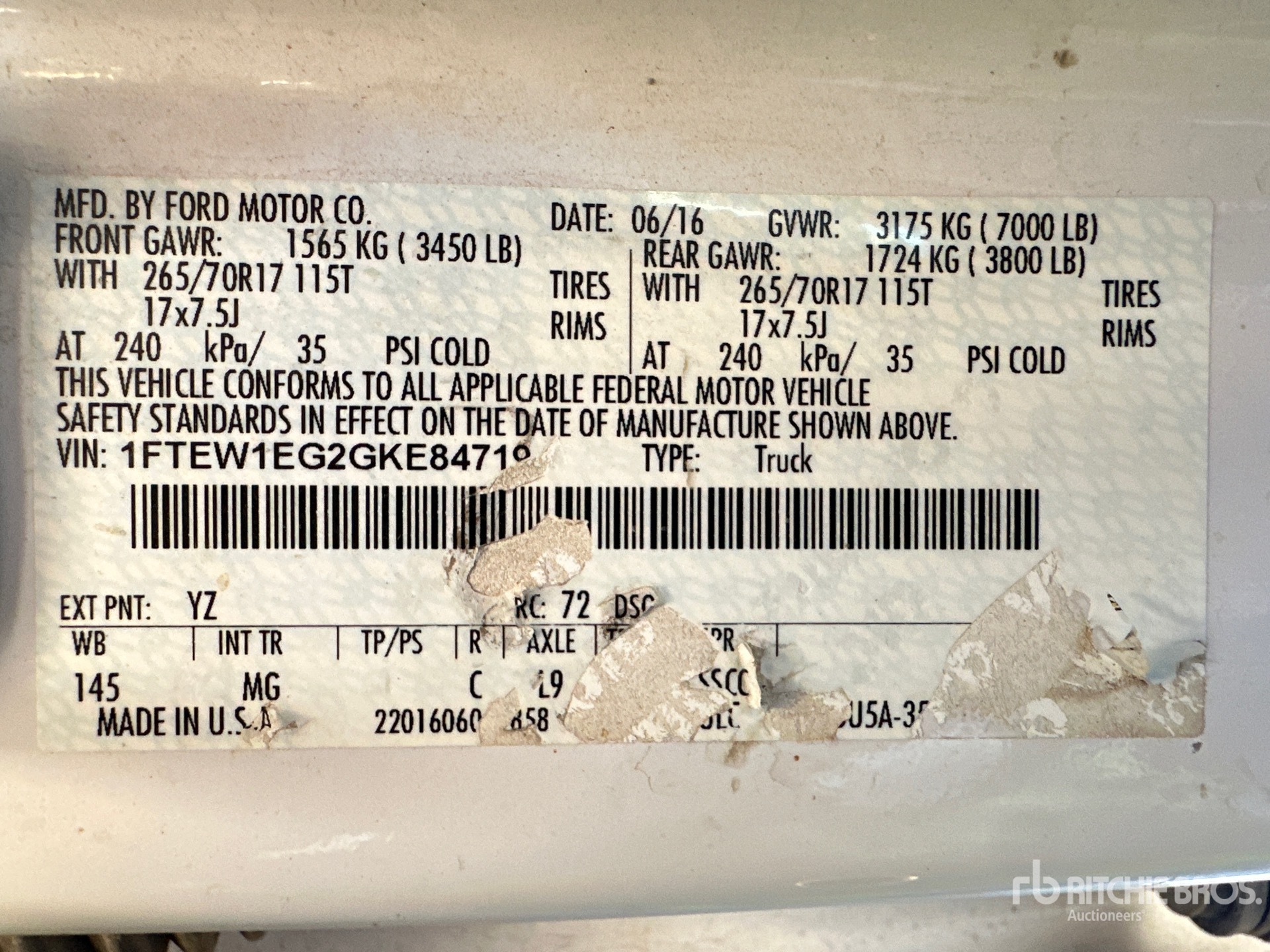 General Appearance with Serial Number / VIN