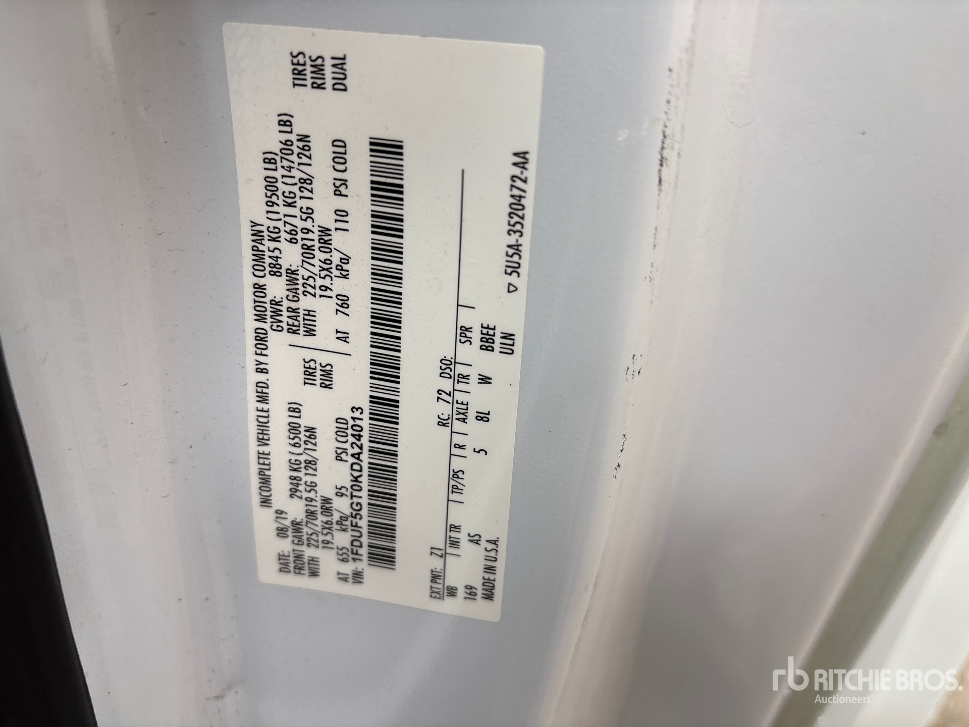 General Appearance with Serial Number / VIN