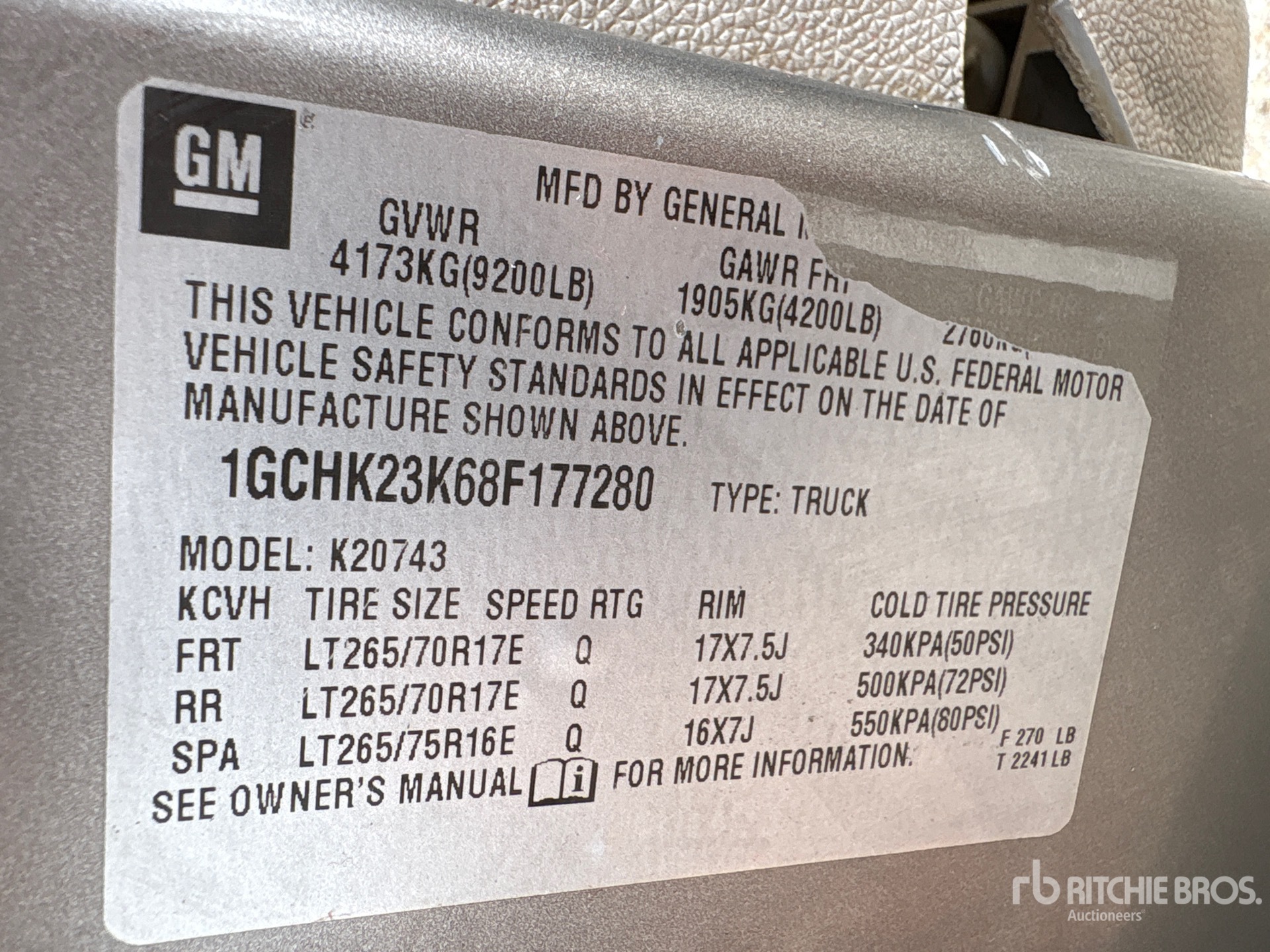 General Appearance with Serial Number / VIN