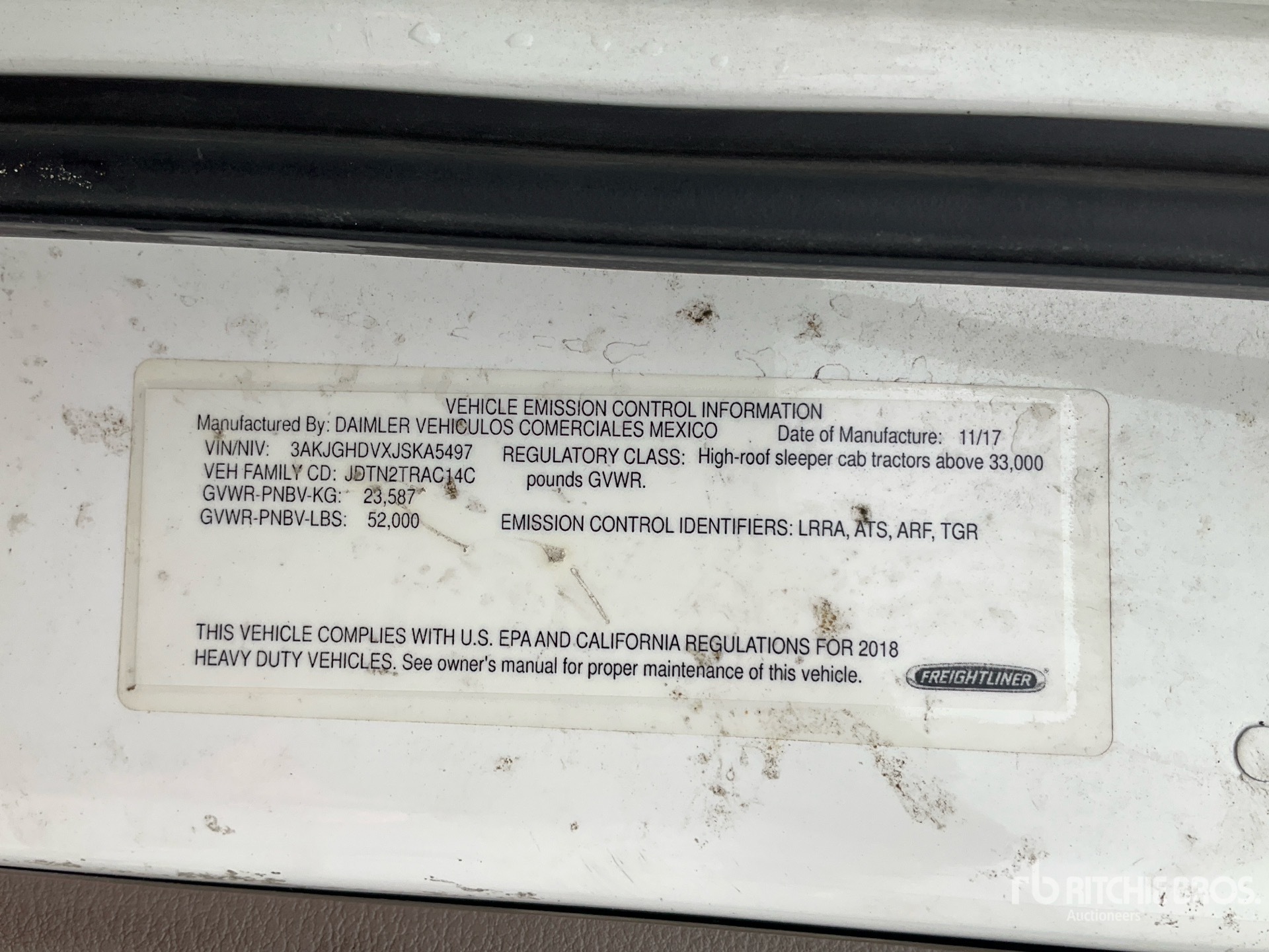 General Appearance with Serial Number / VIN