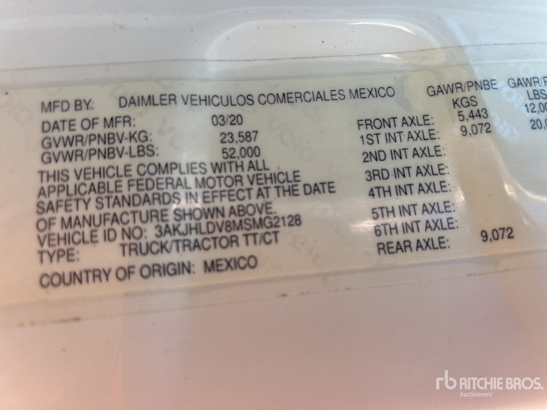 General Appearance with Serial Number / VIN