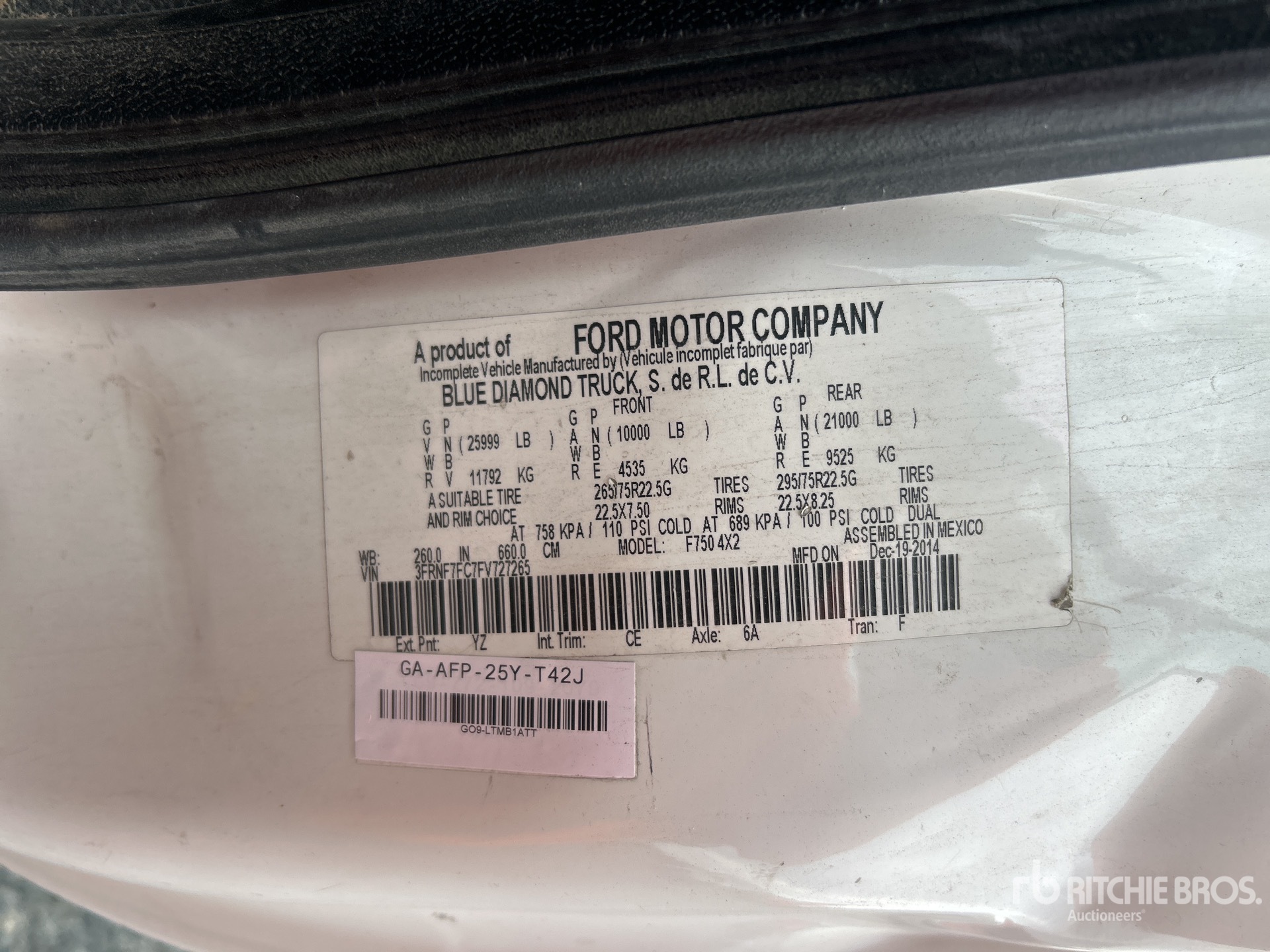 General Appearance with Serial Number / VIN