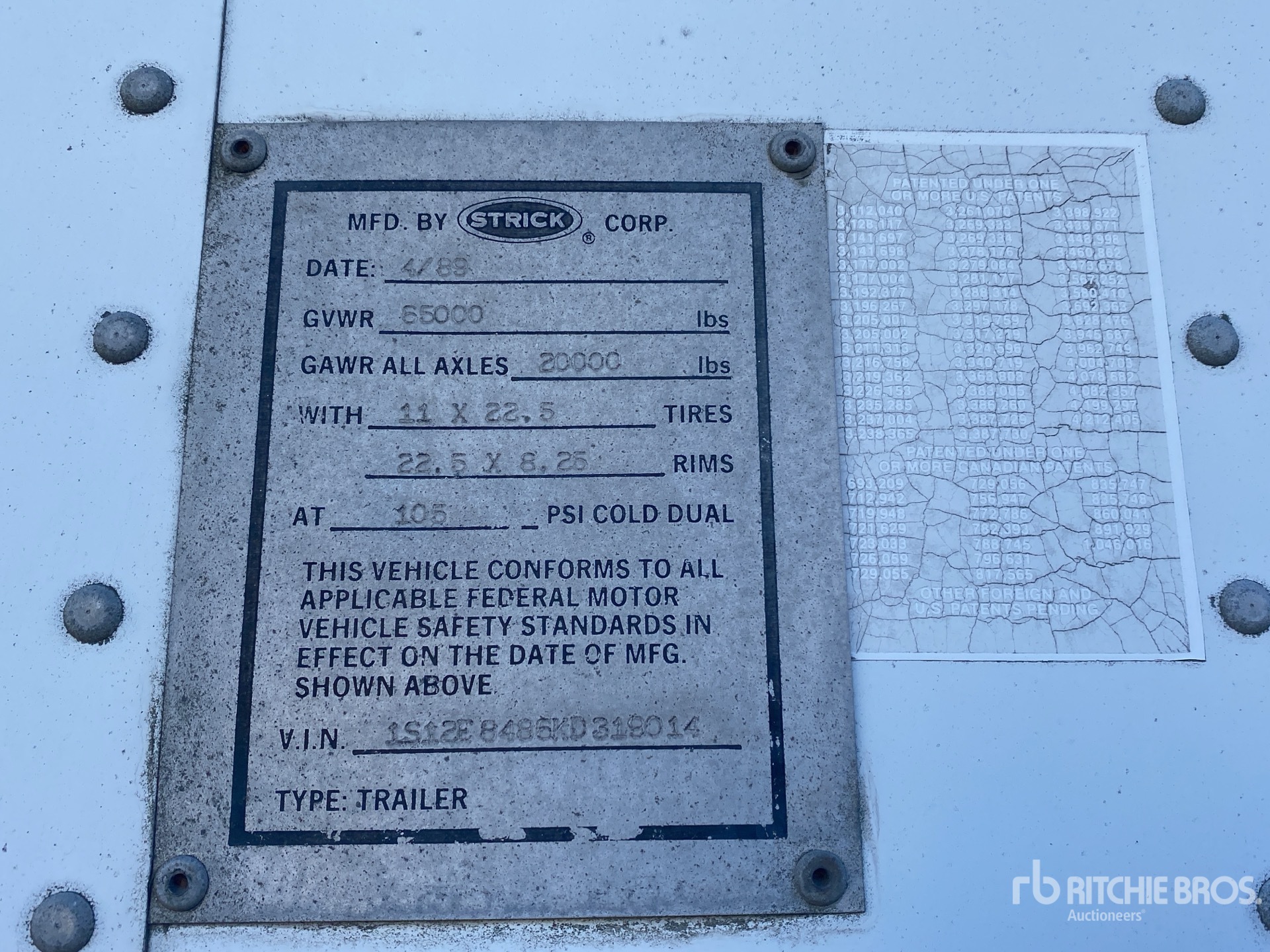 General Appearance with Serial Number / VIN