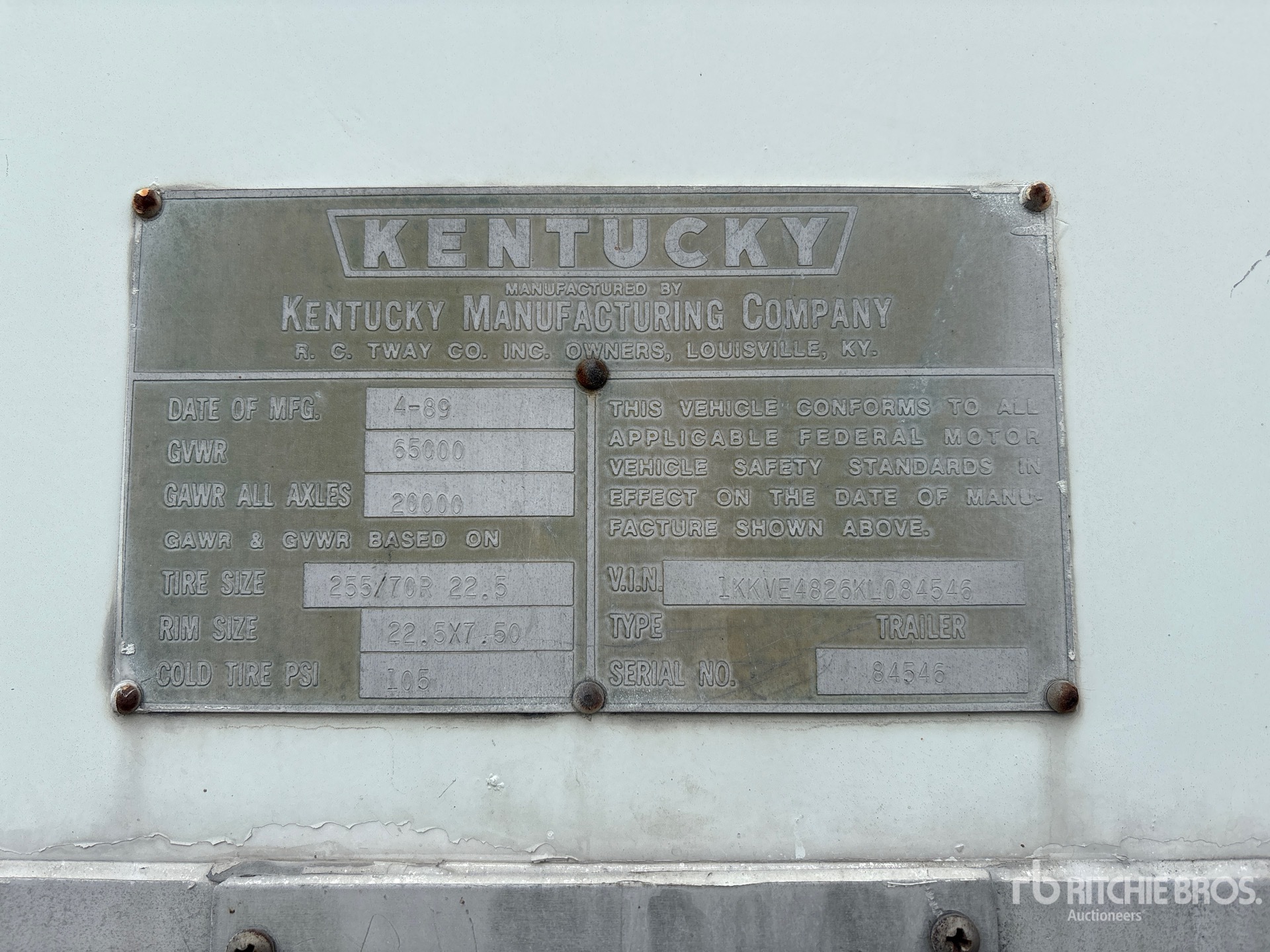 General Appearance with Serial Number / VIN