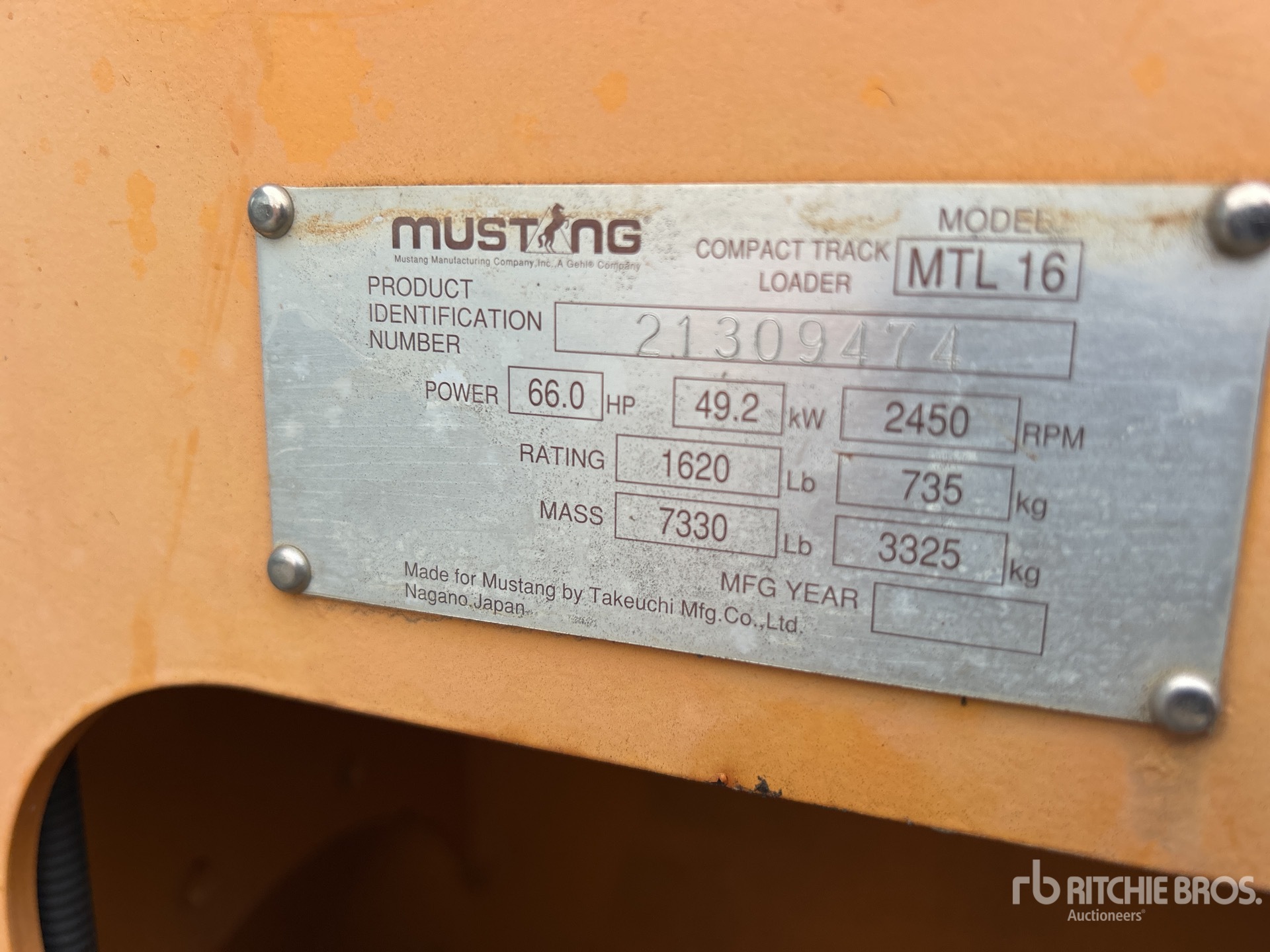 General Appearance with Serial Number / VIN