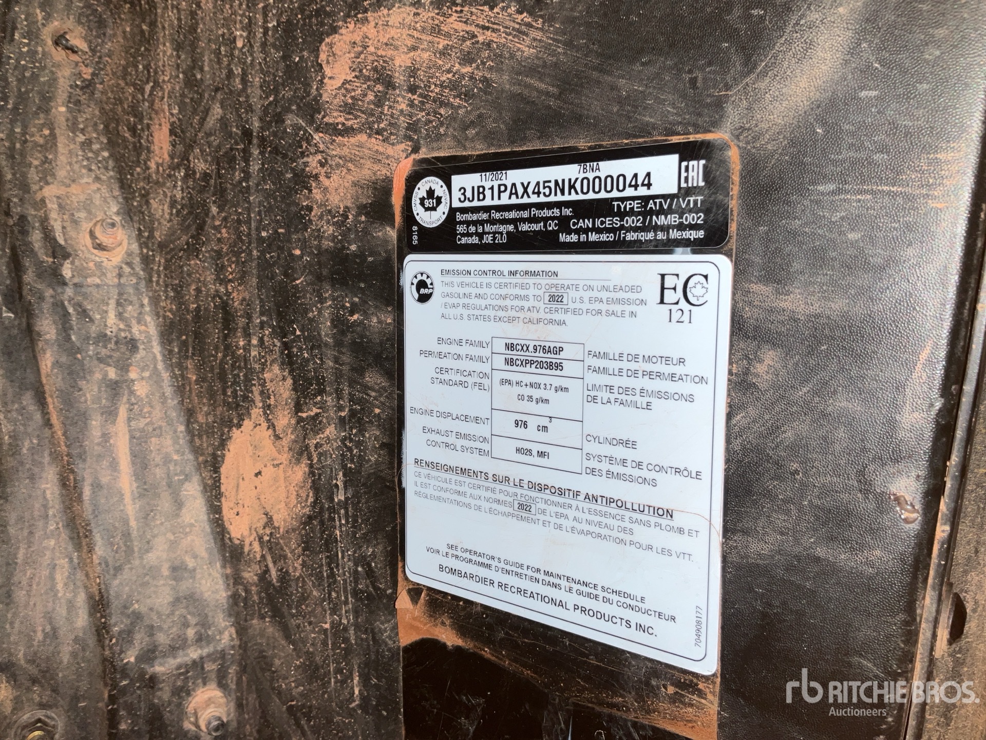 General Appearance with N.º de serie/VIN