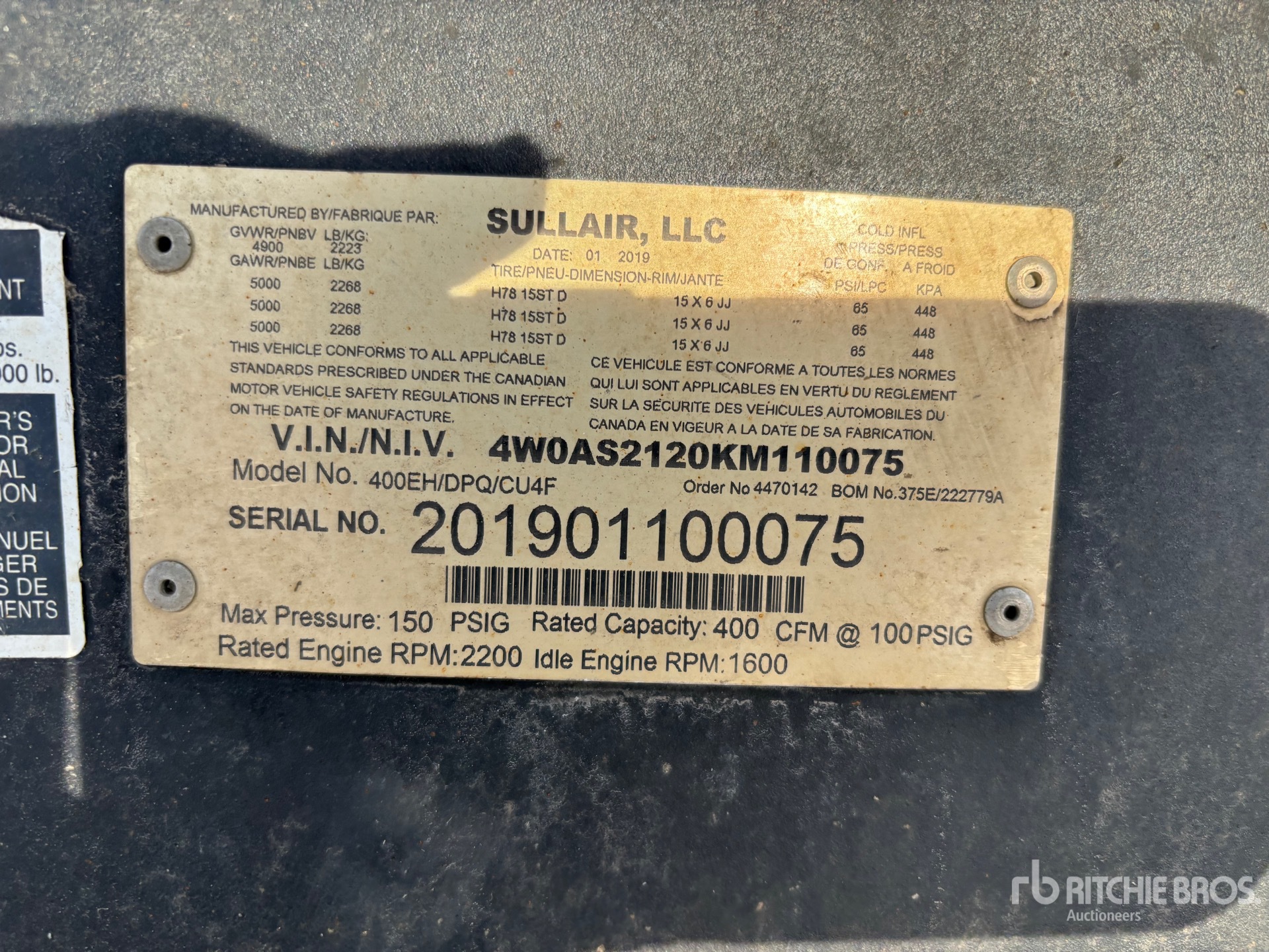 General Appearance with Serial Number / VIN