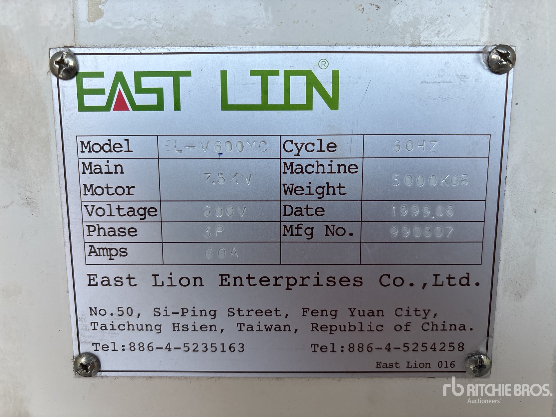 General Appearance with Serial Number / VIN