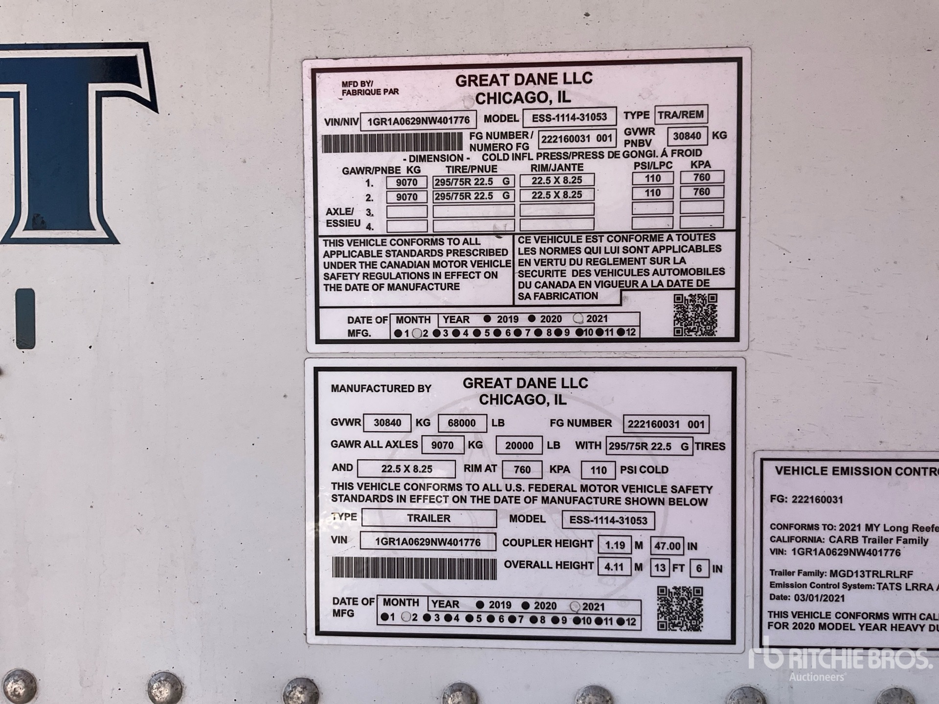 General Appearance with Serial Number / VIN