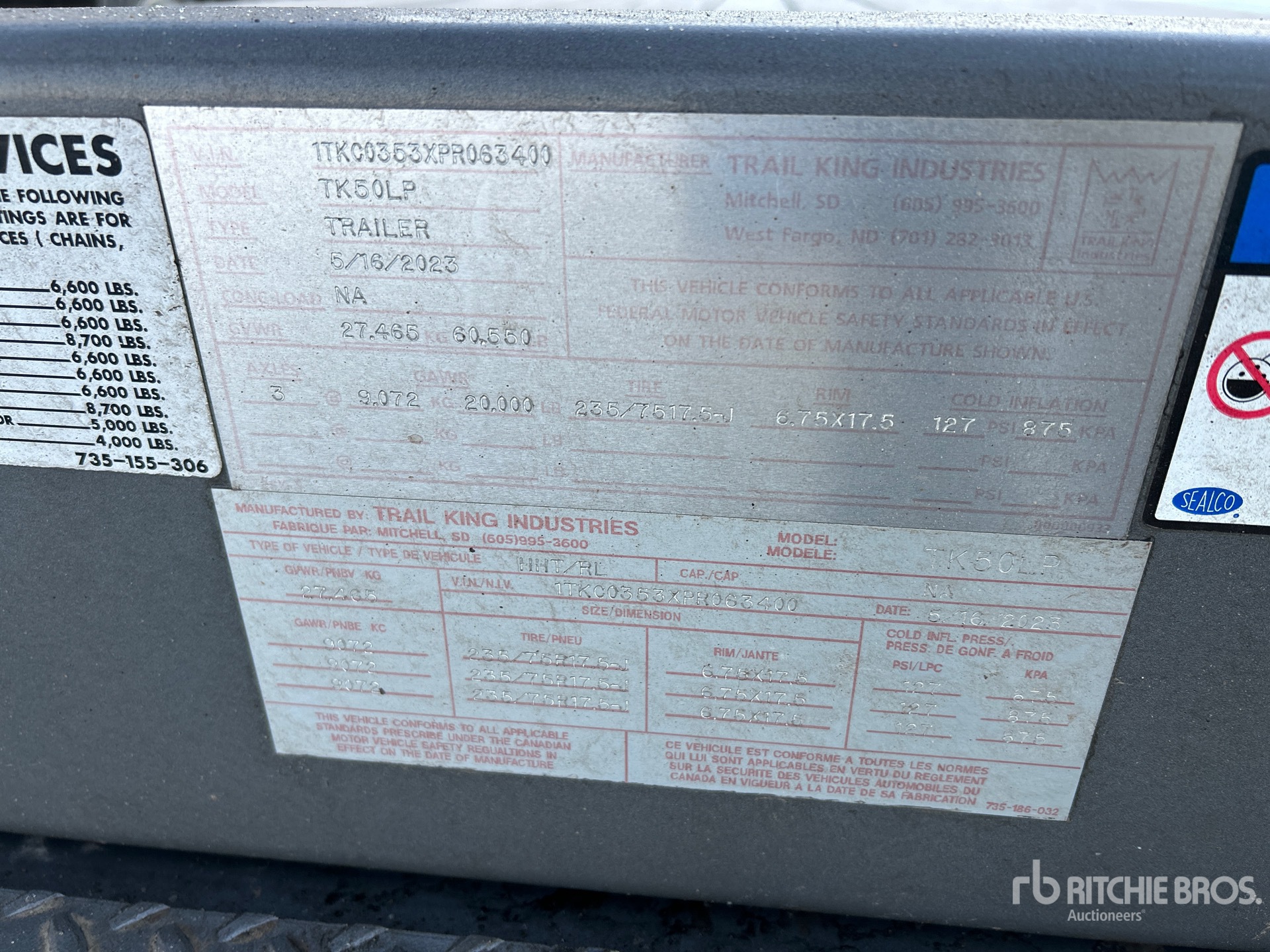 General Appearance with Serial Number / VIN