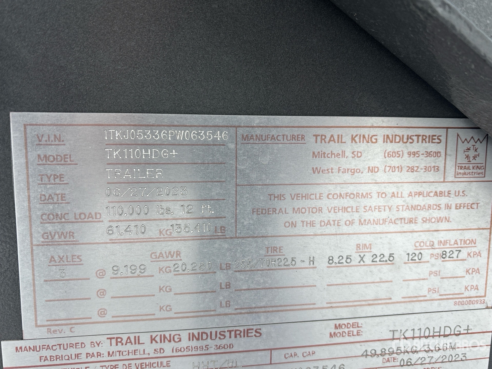 General Appearance with Serial Number / VIN