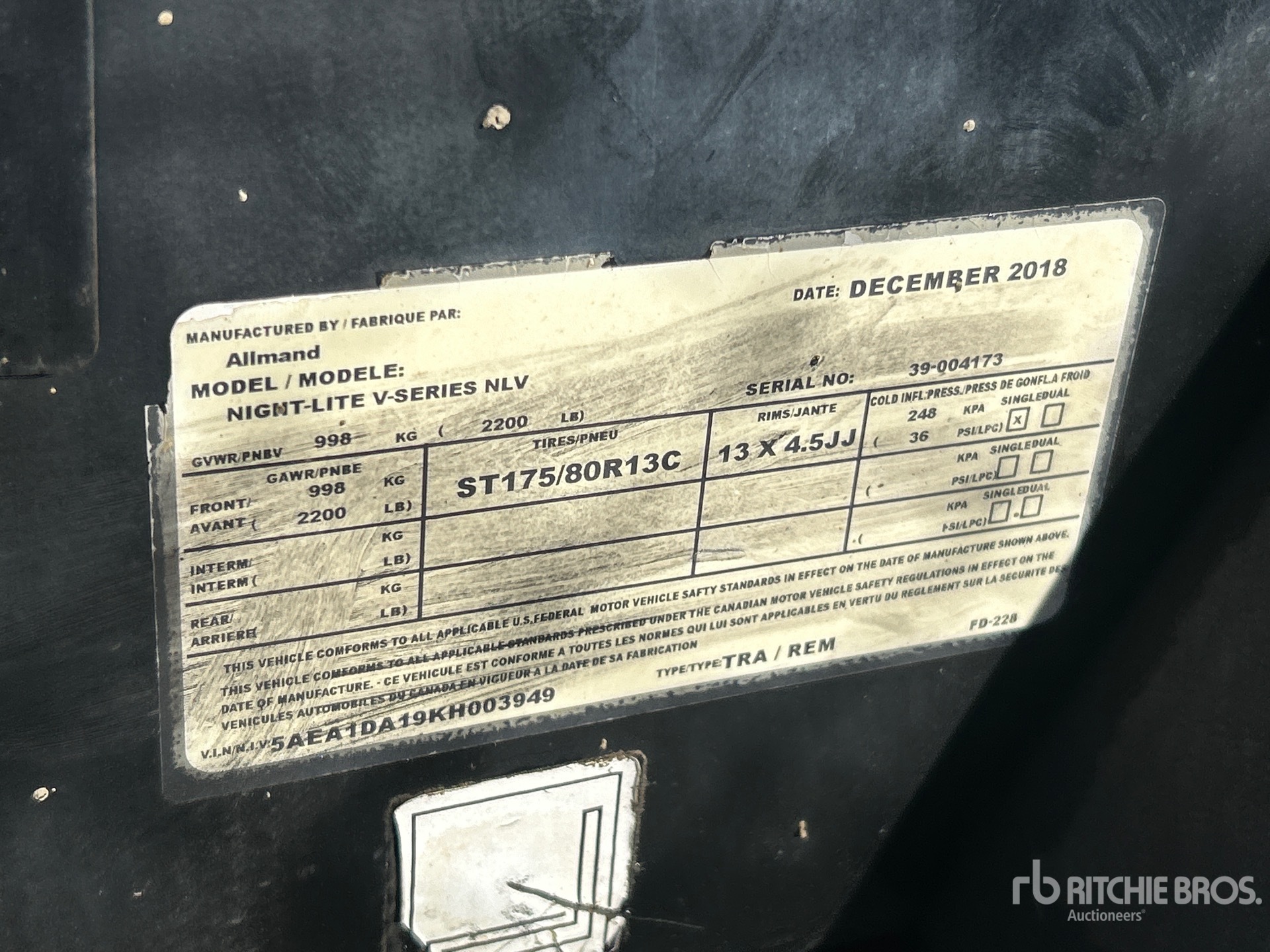 General Appearance with Serial Number / VIN