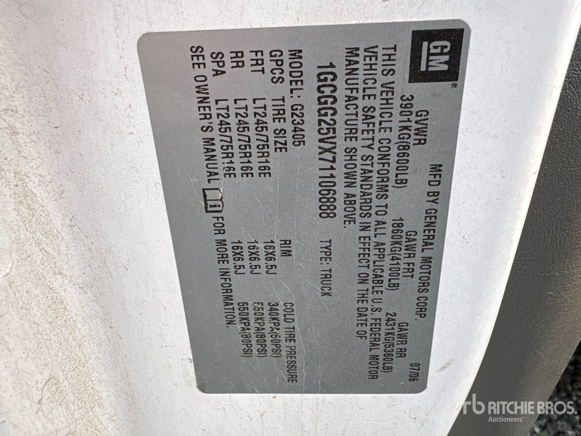 General Appearance with Serial Number / VIN