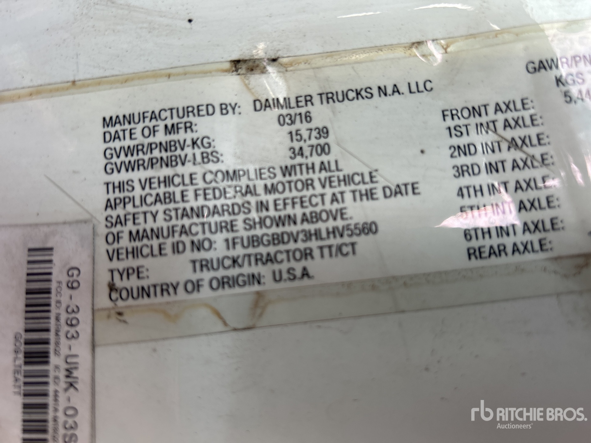 General Appearance with Serial Number / VIN