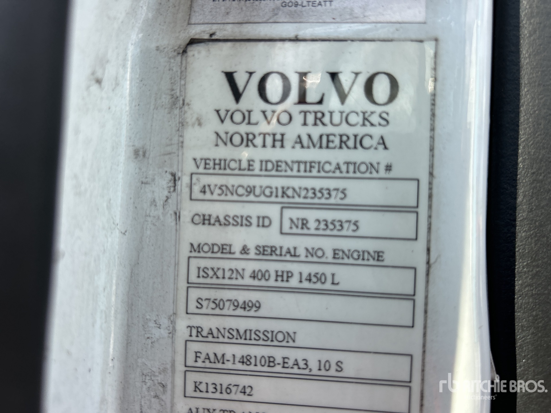 General Appearance with Serial Number / VIN