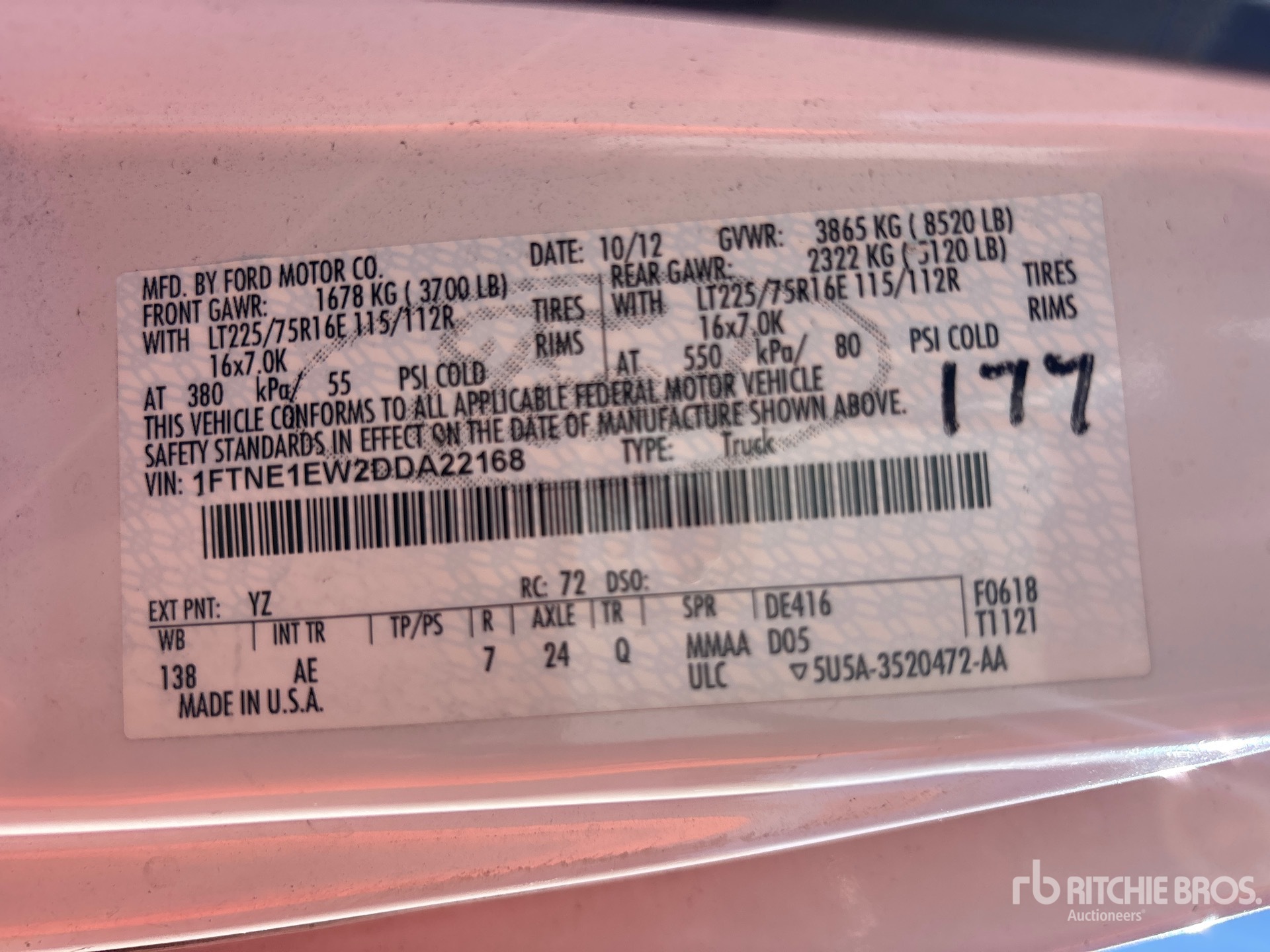 General Appearance with Serial Number / VIN