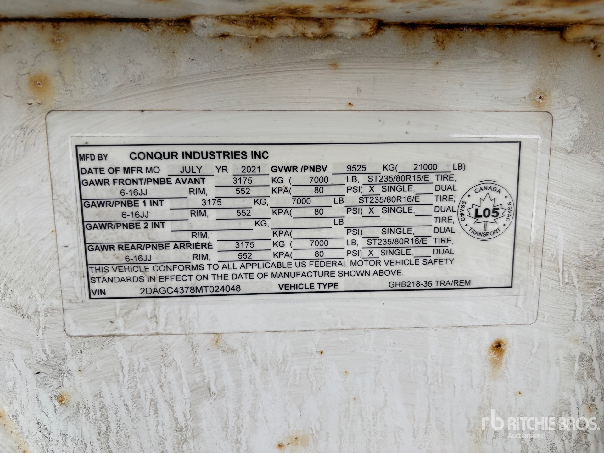 General Appearance with N.º de serie/VIN