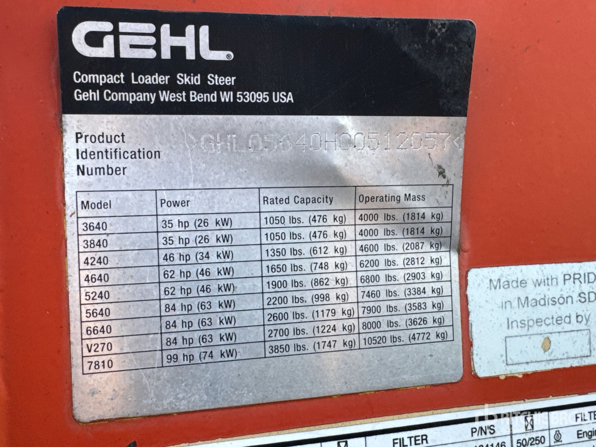 General Appearance with Serial Number / VIN