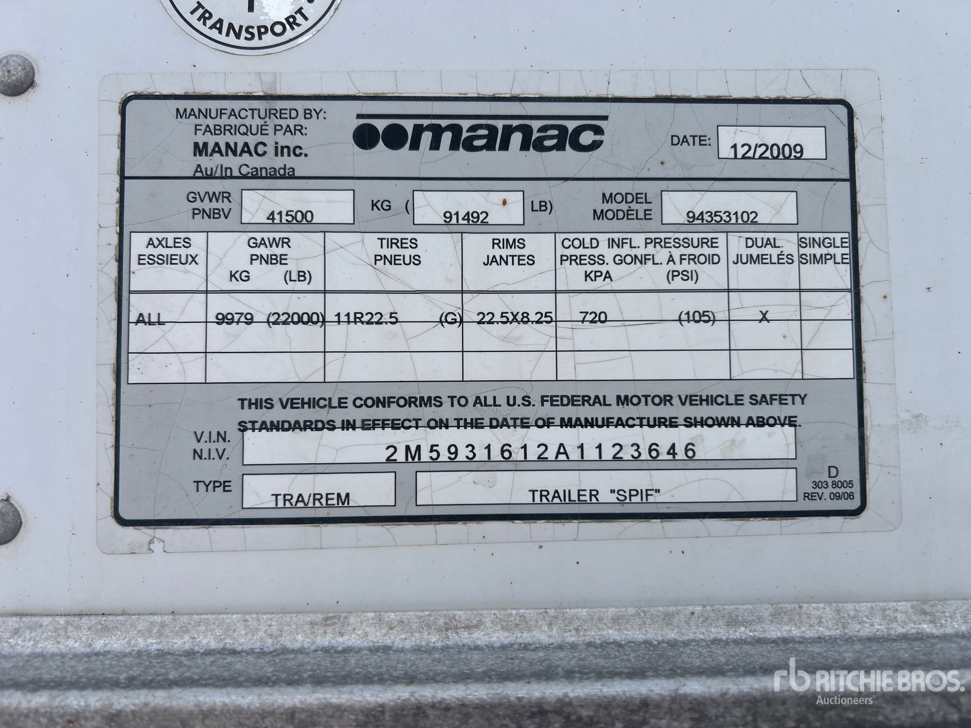 General Appearance with Serial Number / VIN