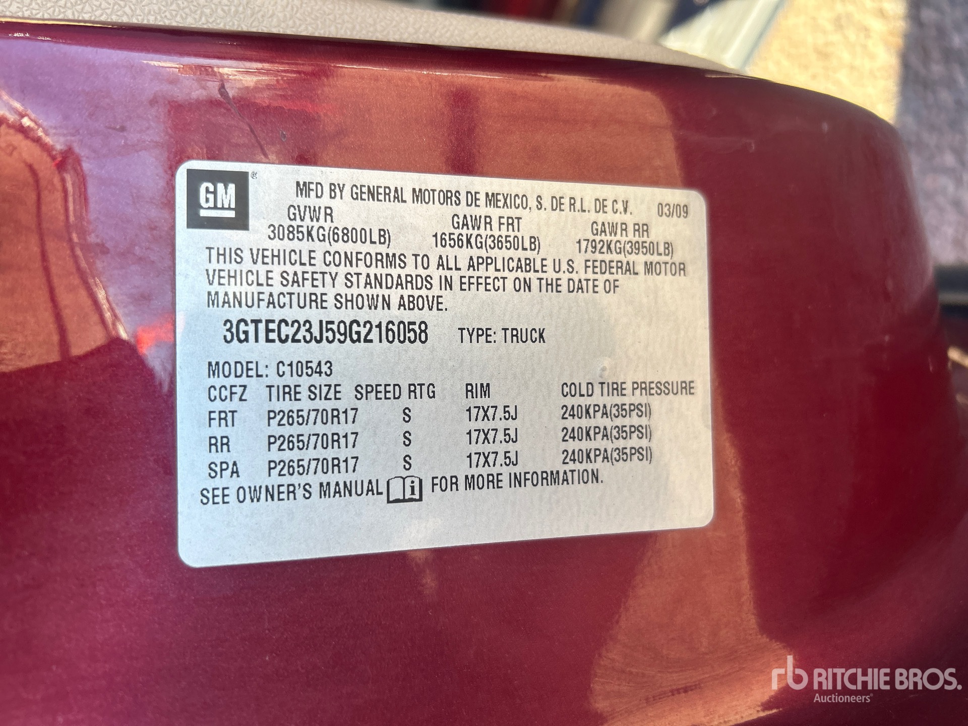 General Appearance with Serial Number / VIN