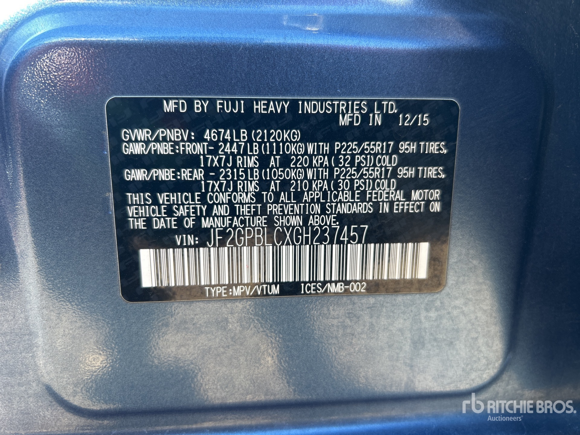 General Appearance with Serial Number / VIN