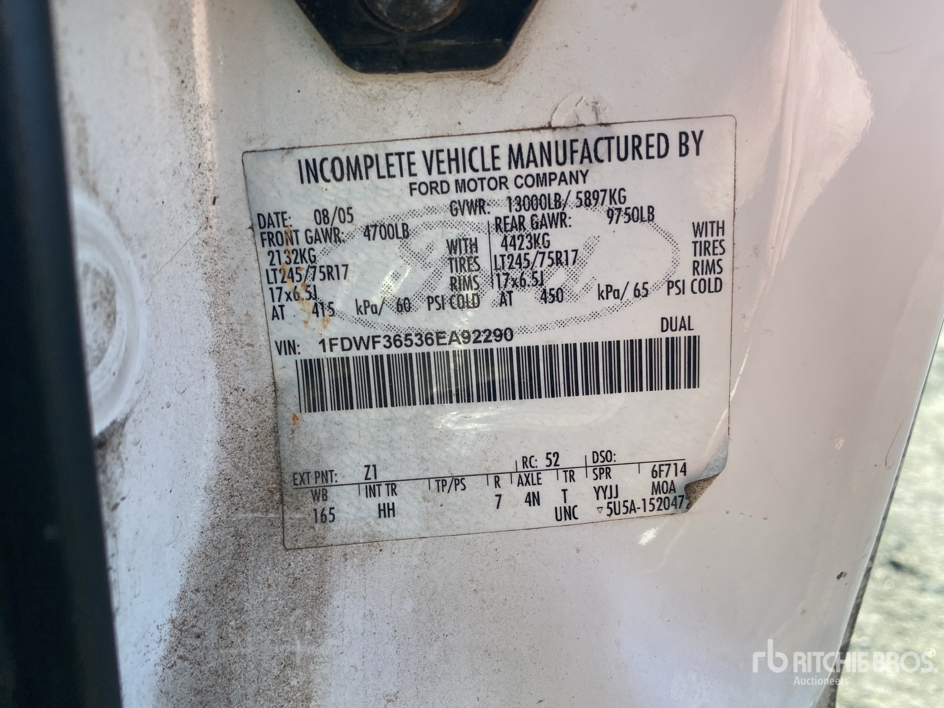 General Appearance with Serial Number / VIN