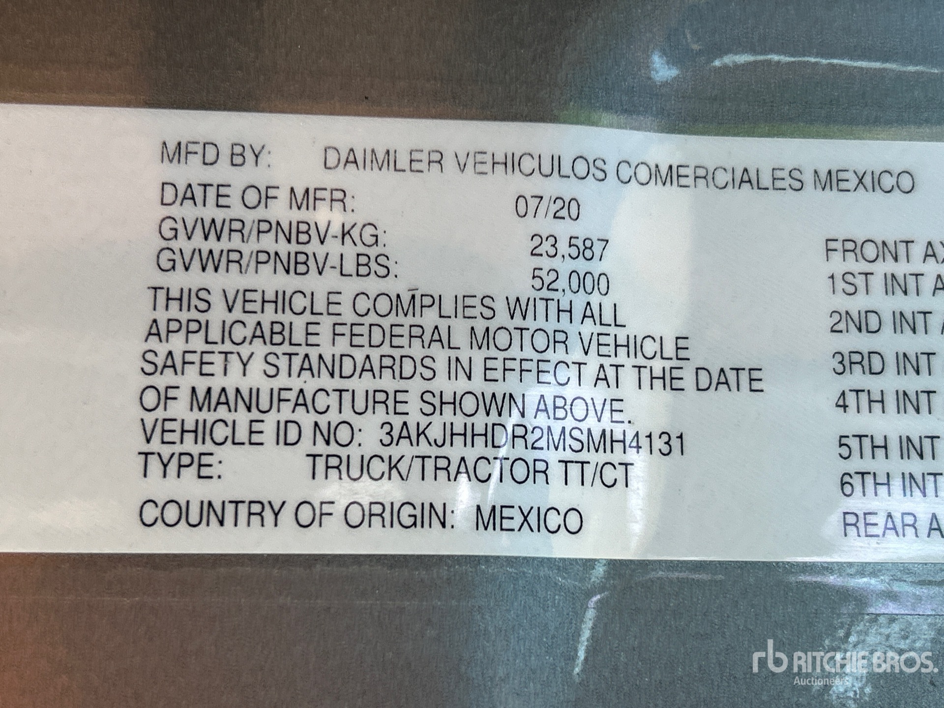 General Appearance with Numero seriale/numero d’identificazione del veicolo (VIN)