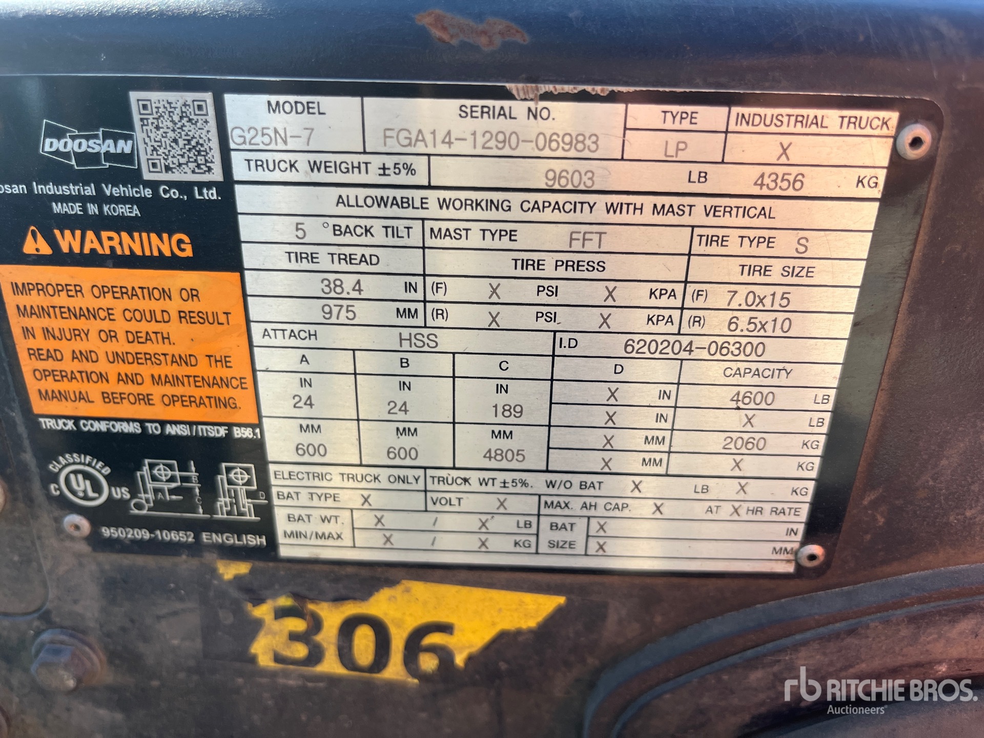 General Appearance with Serial Number / VIN