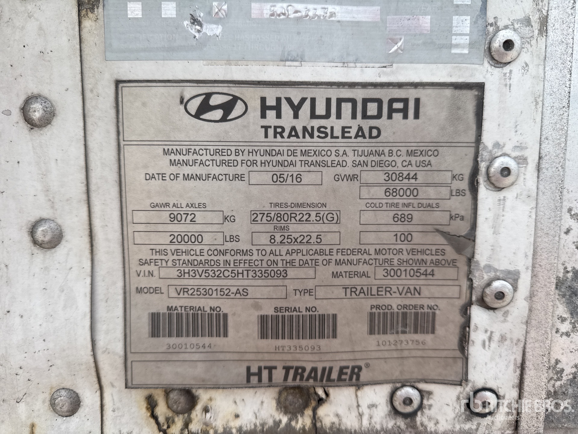 General Appearance with Serial Number / VIN