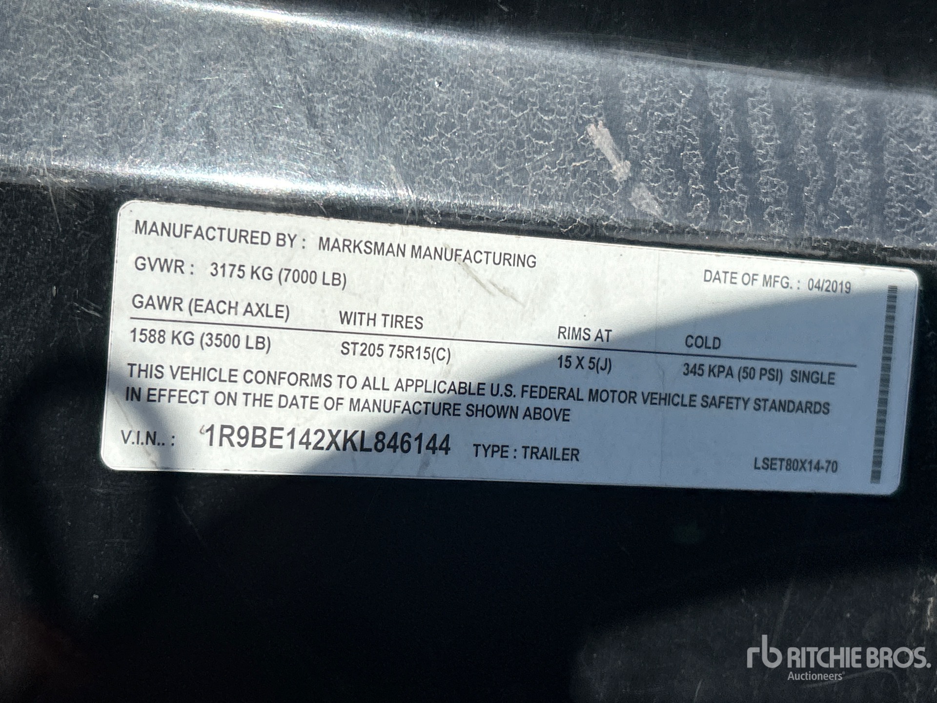 General Appearance with Serial Number / VIN