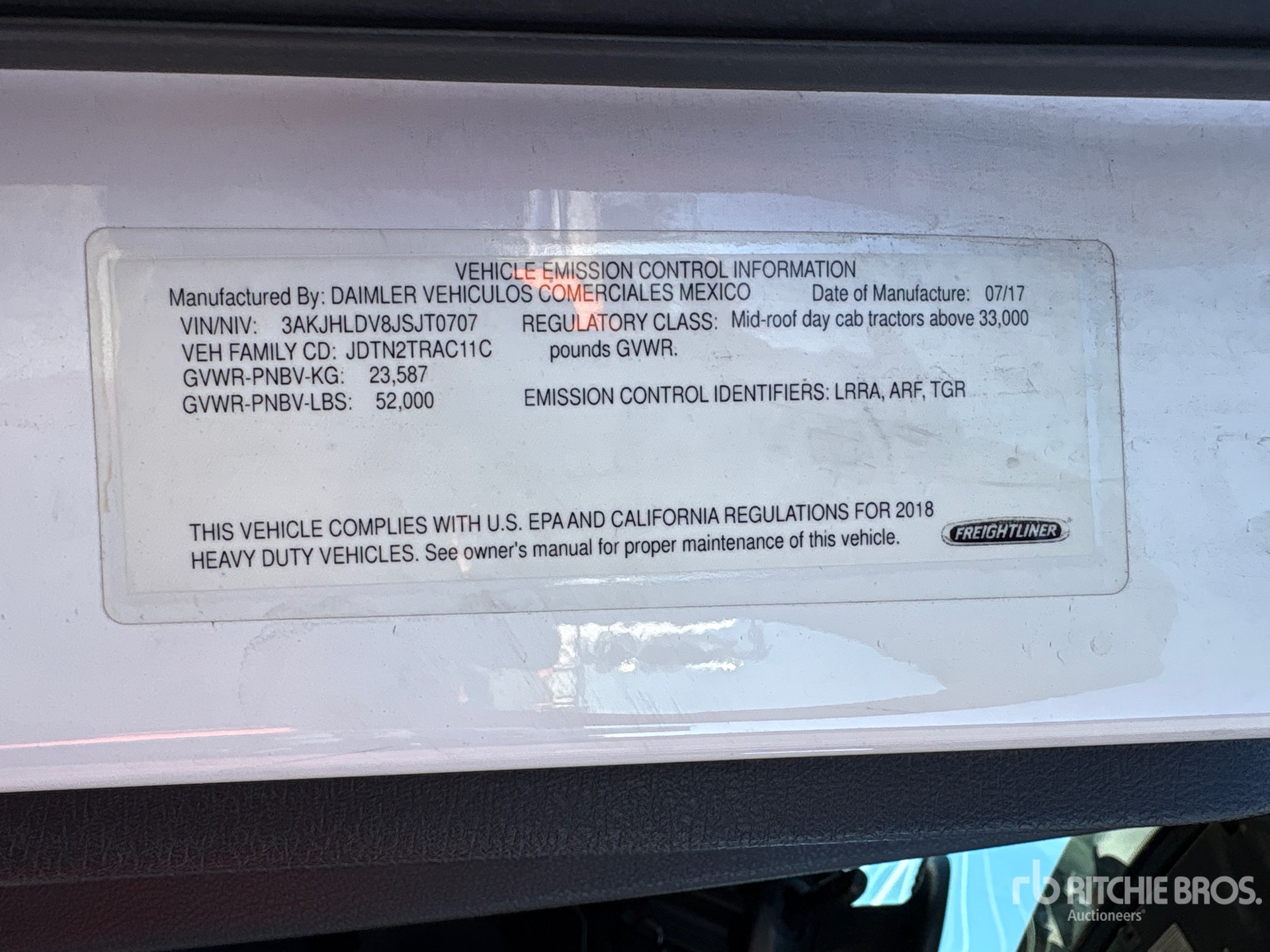 General Appearance with Serial Number / VIN