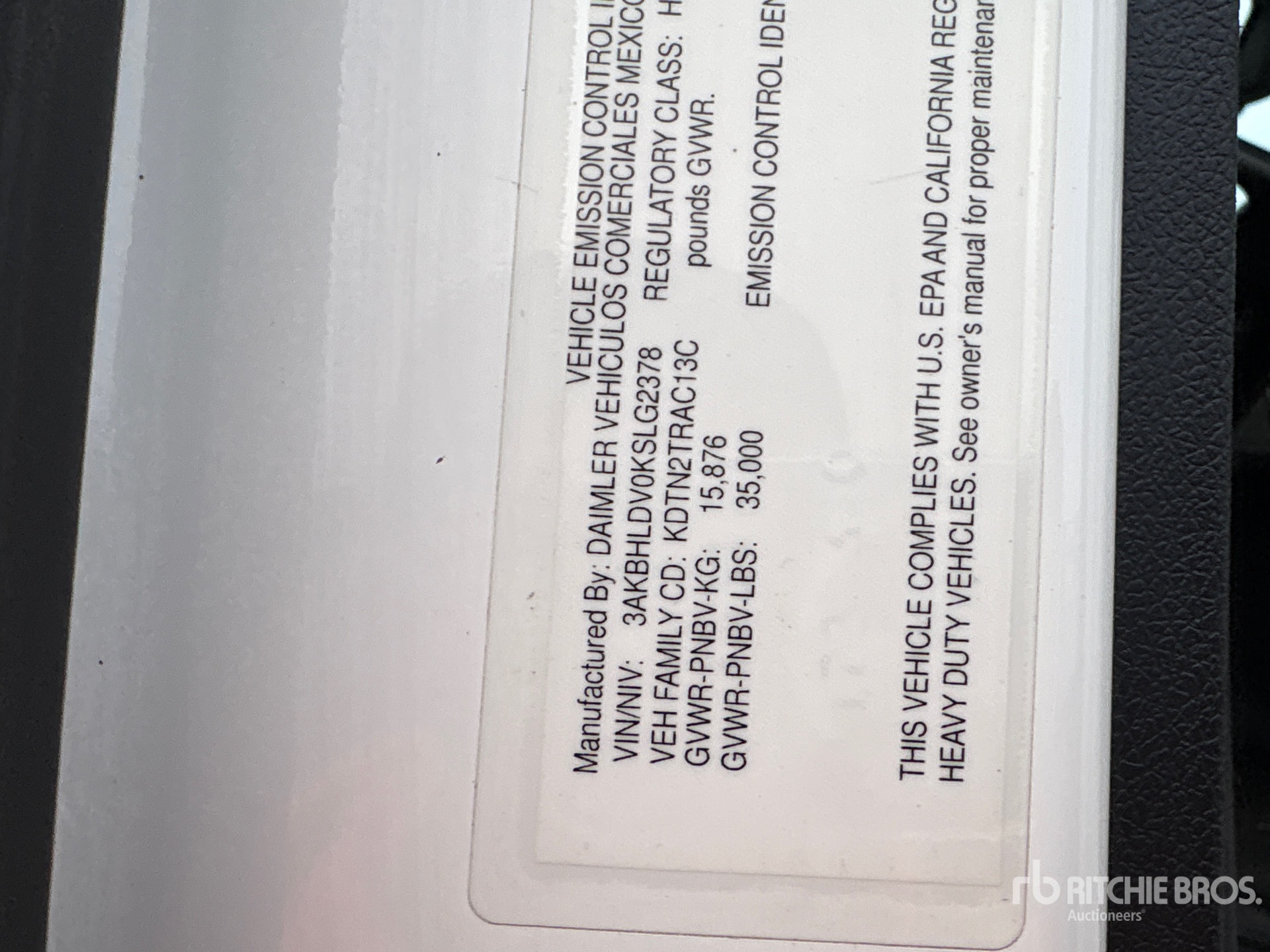 General Appearance with Serial Number / VIN