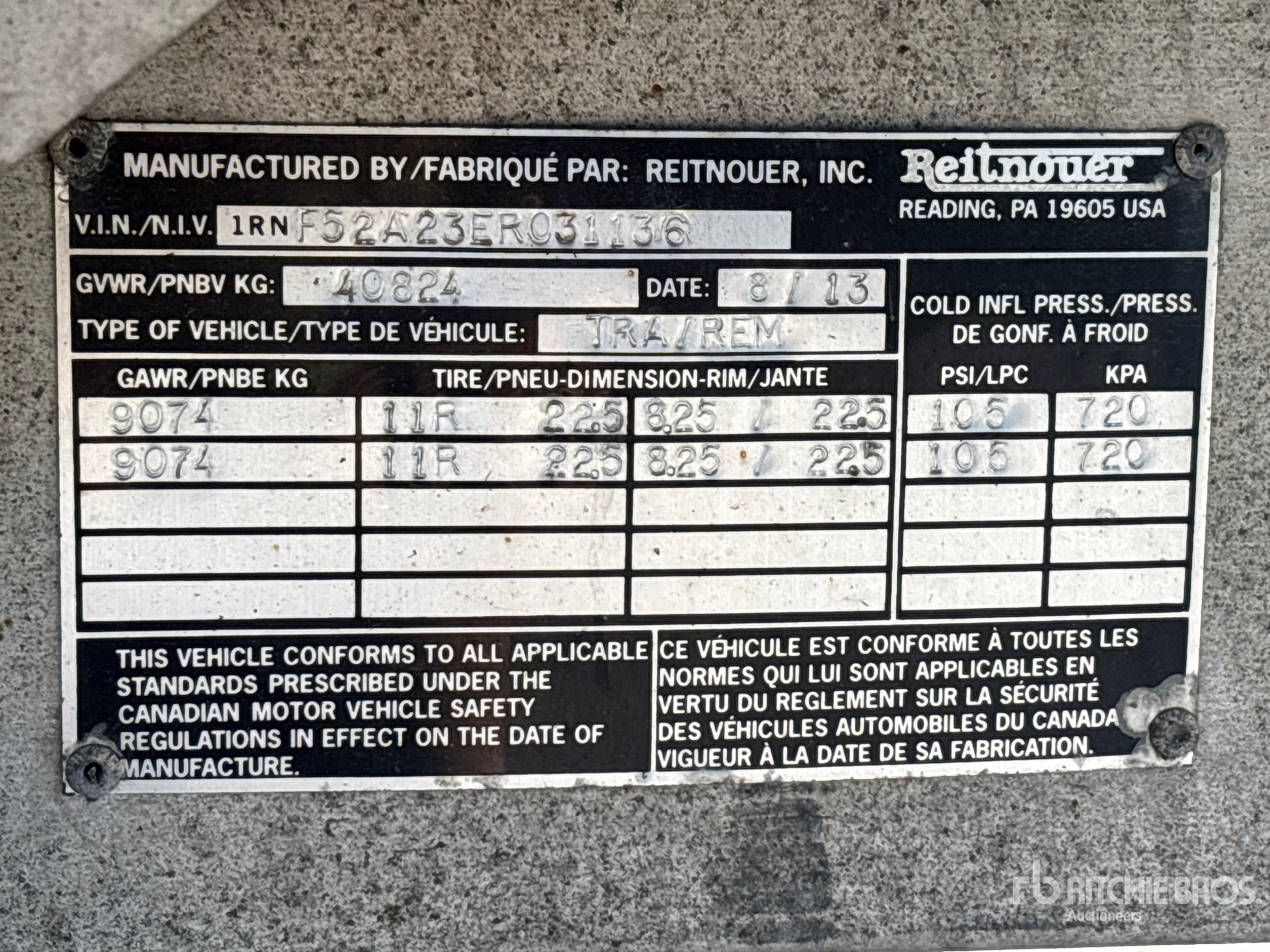 General Appearance with Serial Number / VIN